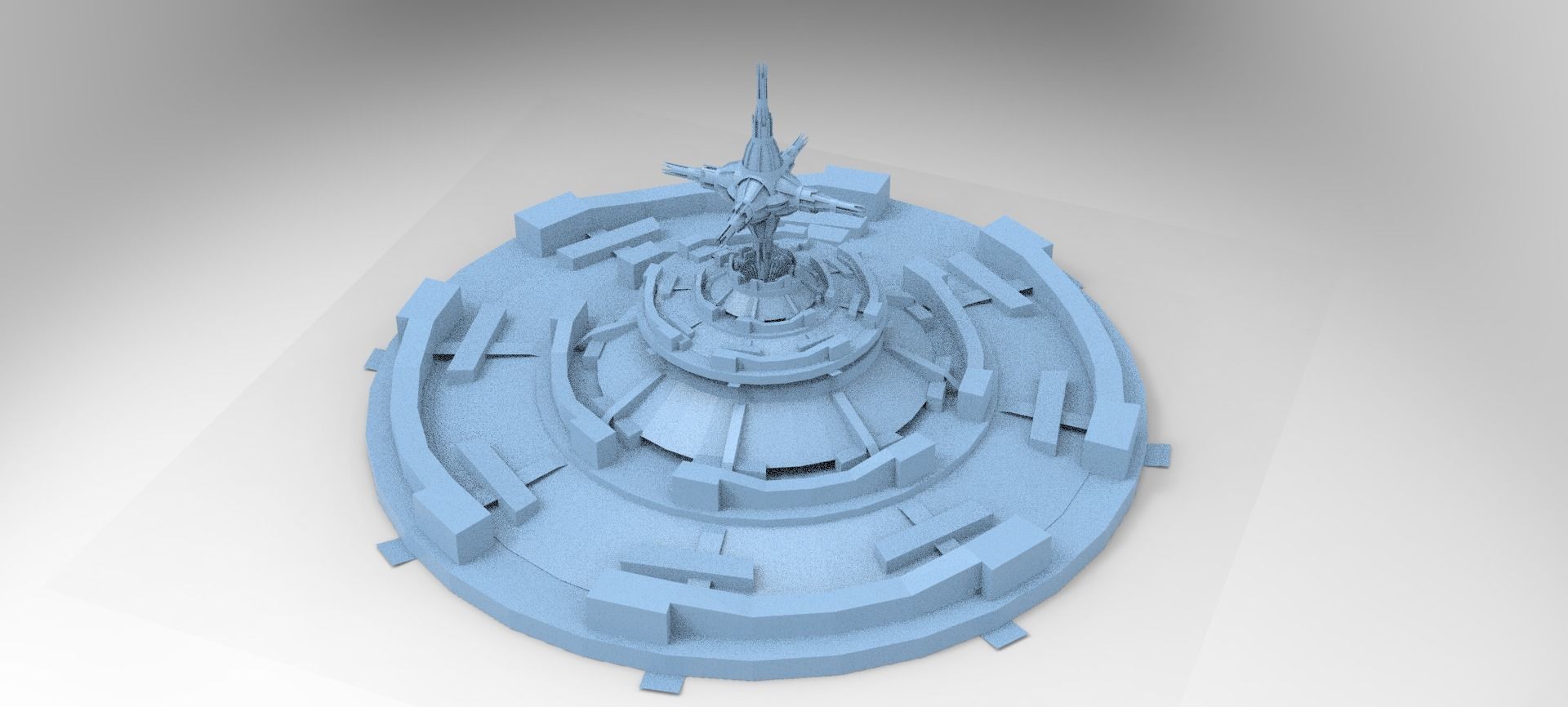 Babylon AD Sci fi garden structure fountain  Low-poly 3D model_1