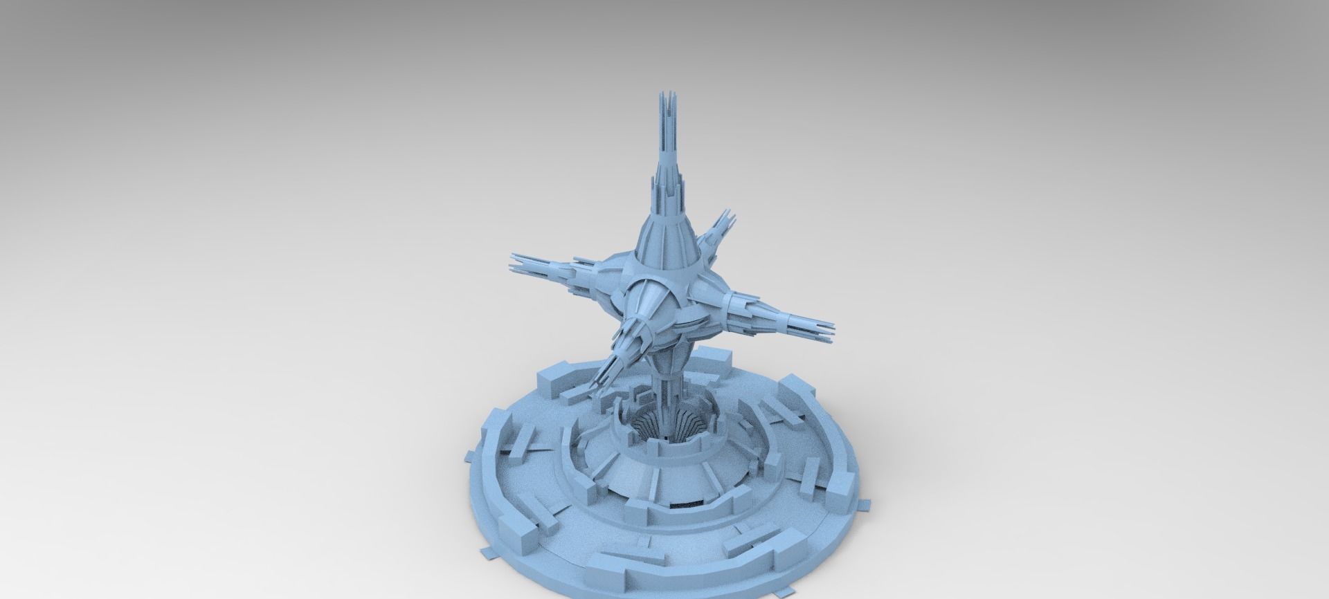 Babylon AD Sci fi garden structure fountain  Low-poly 3D model_3