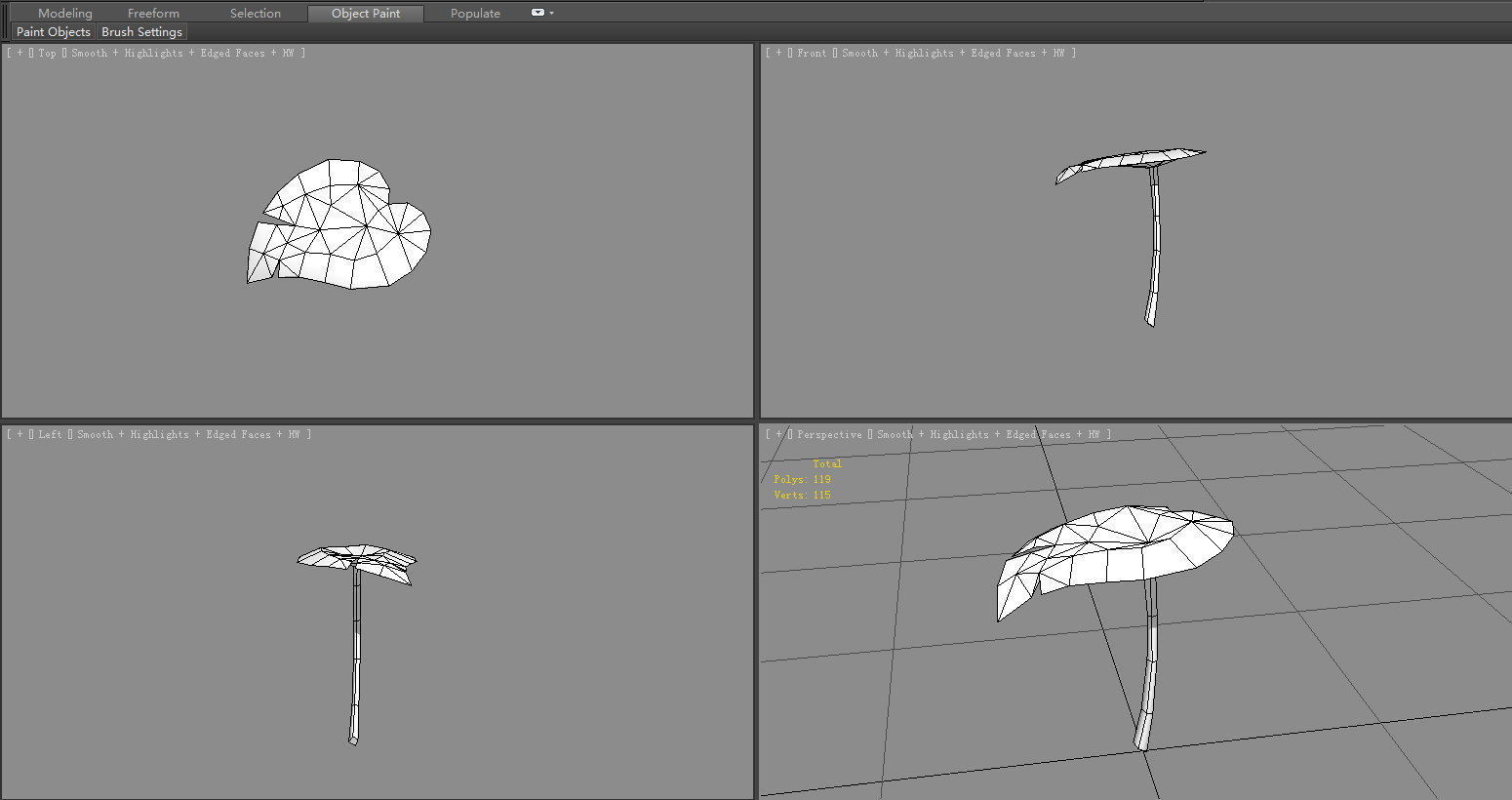 A taro leaf - Cartoon leaf Low-poly 3D model_5