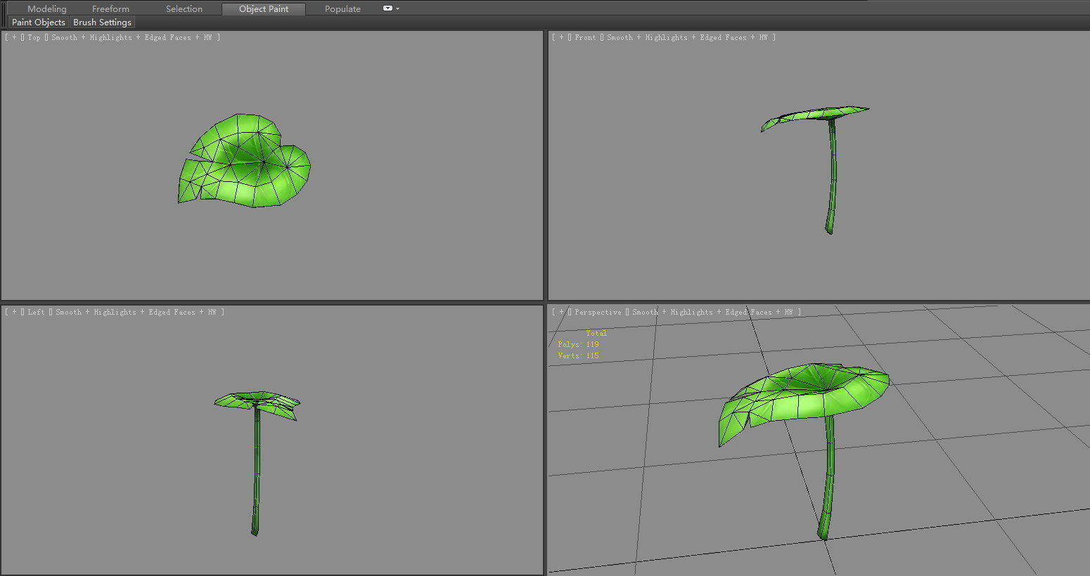 A taro leaf - Cartoon leaf Low-poly 3D model_4