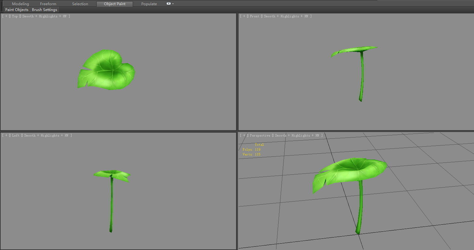 A taro leaf - Cartoon leaf Low-poly 3D model_3