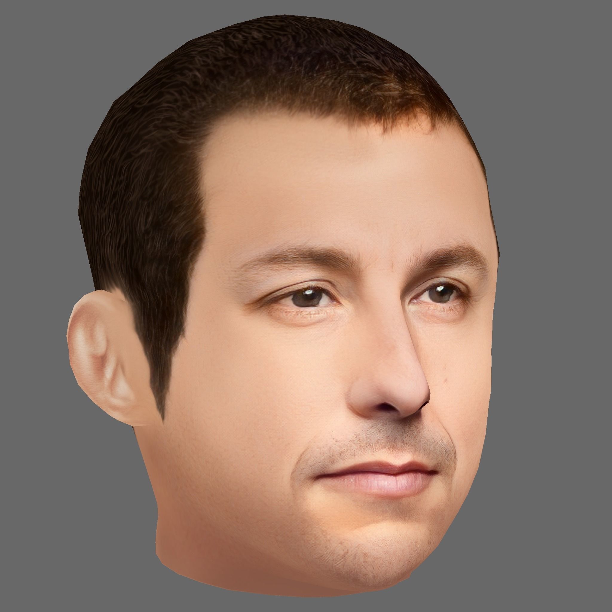 Adam Sandler Head - Low poly head for game Low-poly 3D model_6