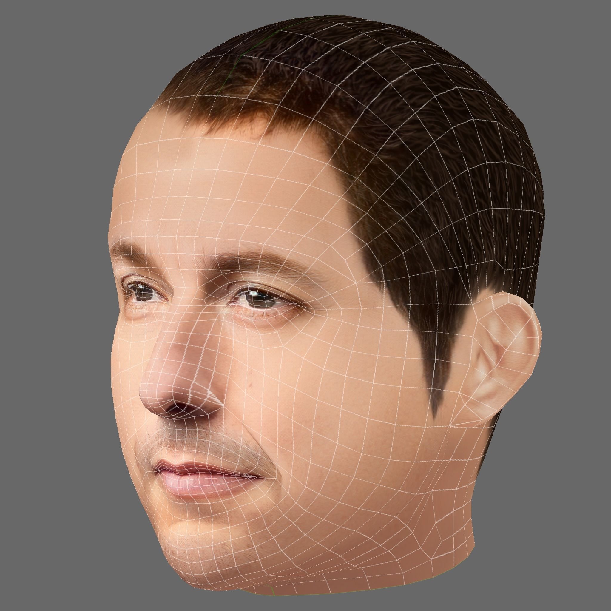 Adam Sandler Head - Low poly head for game Low-poly 3D model_7