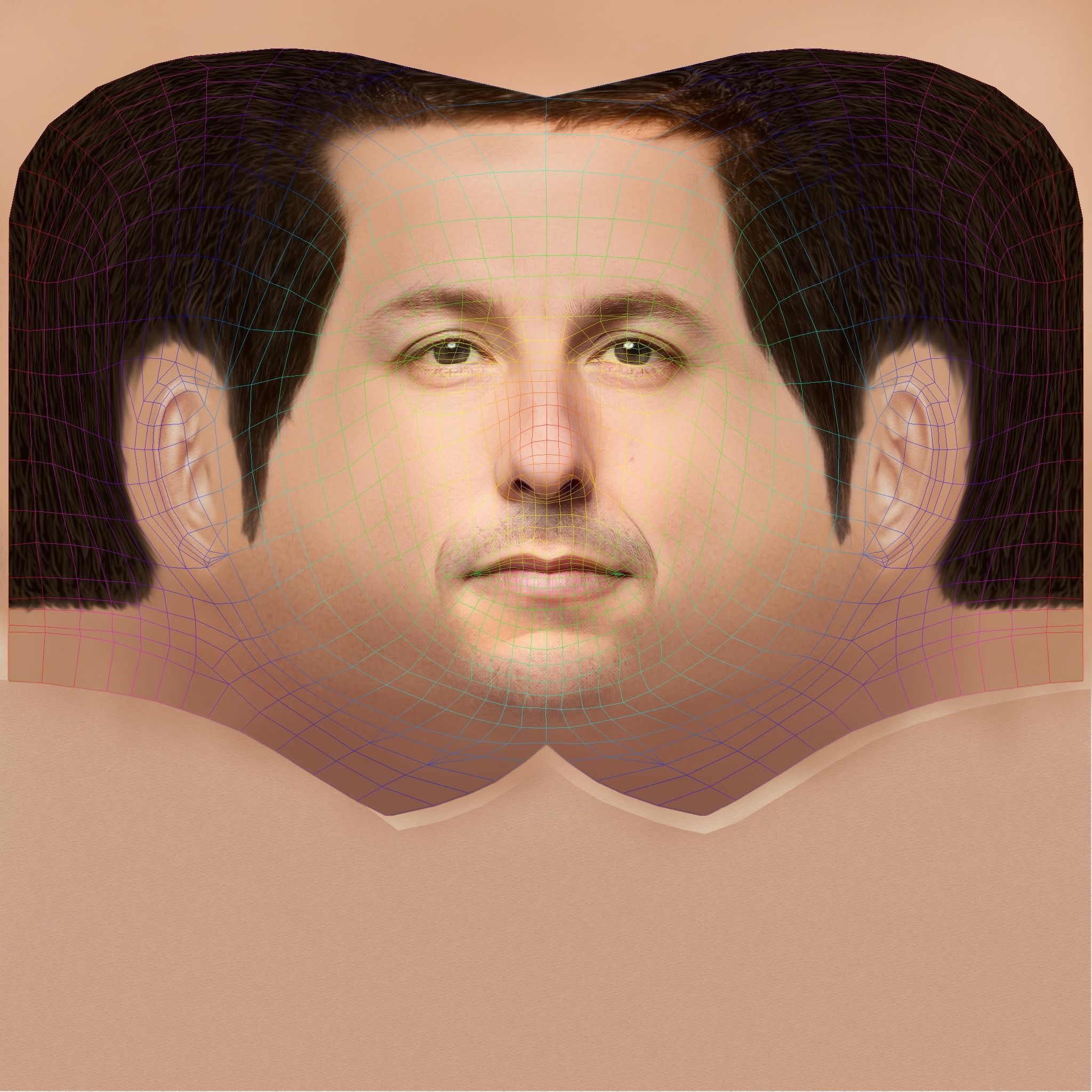 Adam Sandler Head - Low poly head for game Low-poly 3D model_8