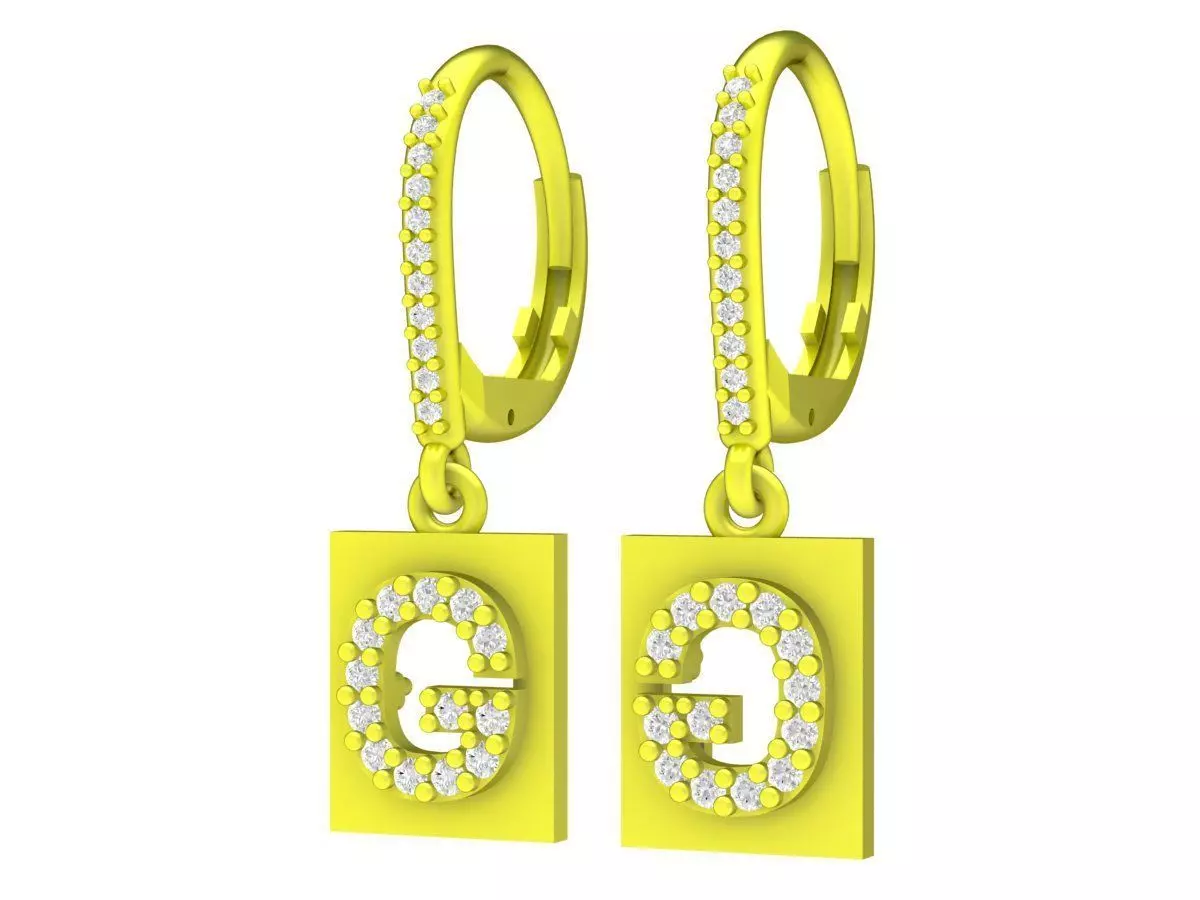 Luxury Letter G Drop Earrings for Women 5805 3D print model