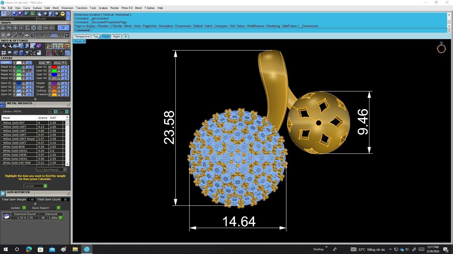 7882 diamond ball charm pendant 3D print model_6