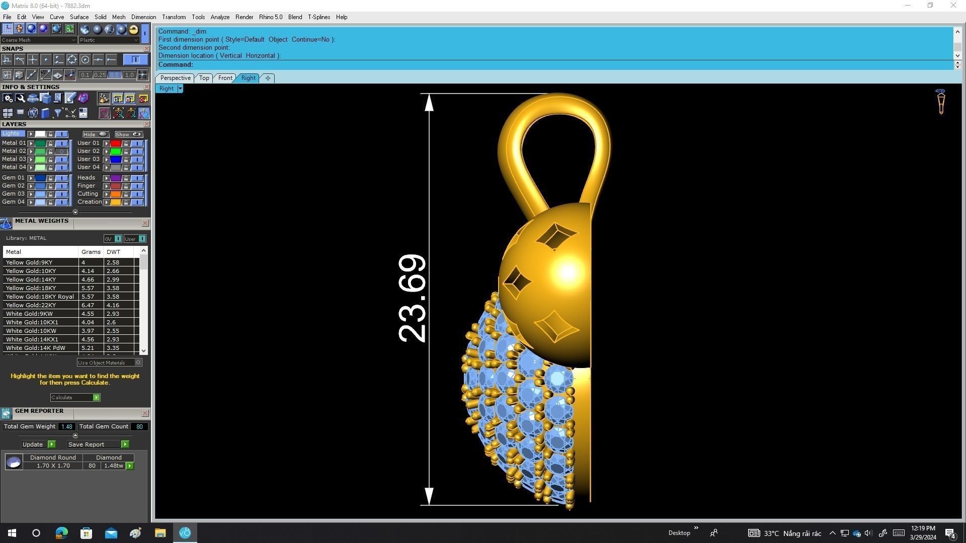 7882 diamond ball charm pendant 3D print model_7
