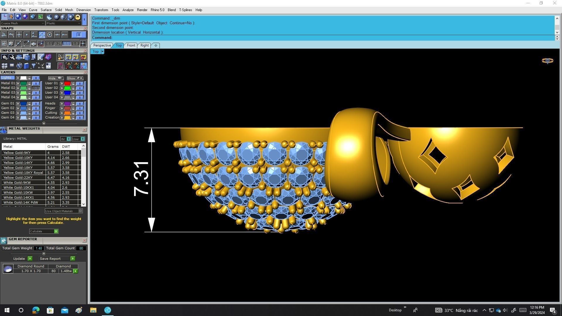 7882 diamond ball charm pendant 3D print model_5