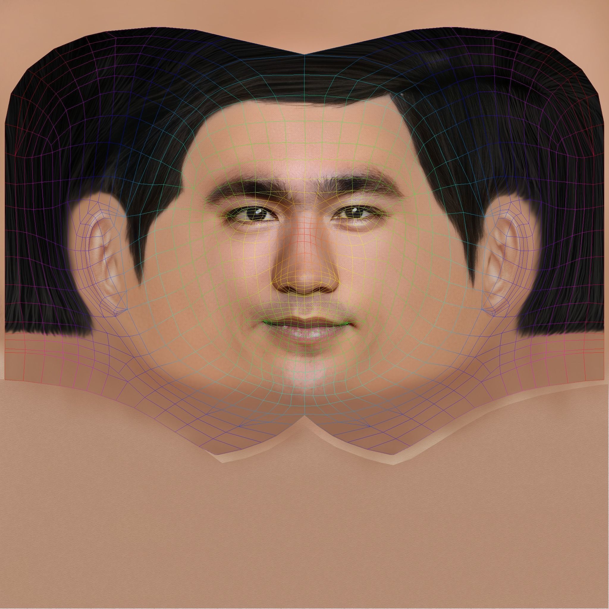 Bruce Lee Head - Low poly head for game Low-poly 3D model_8