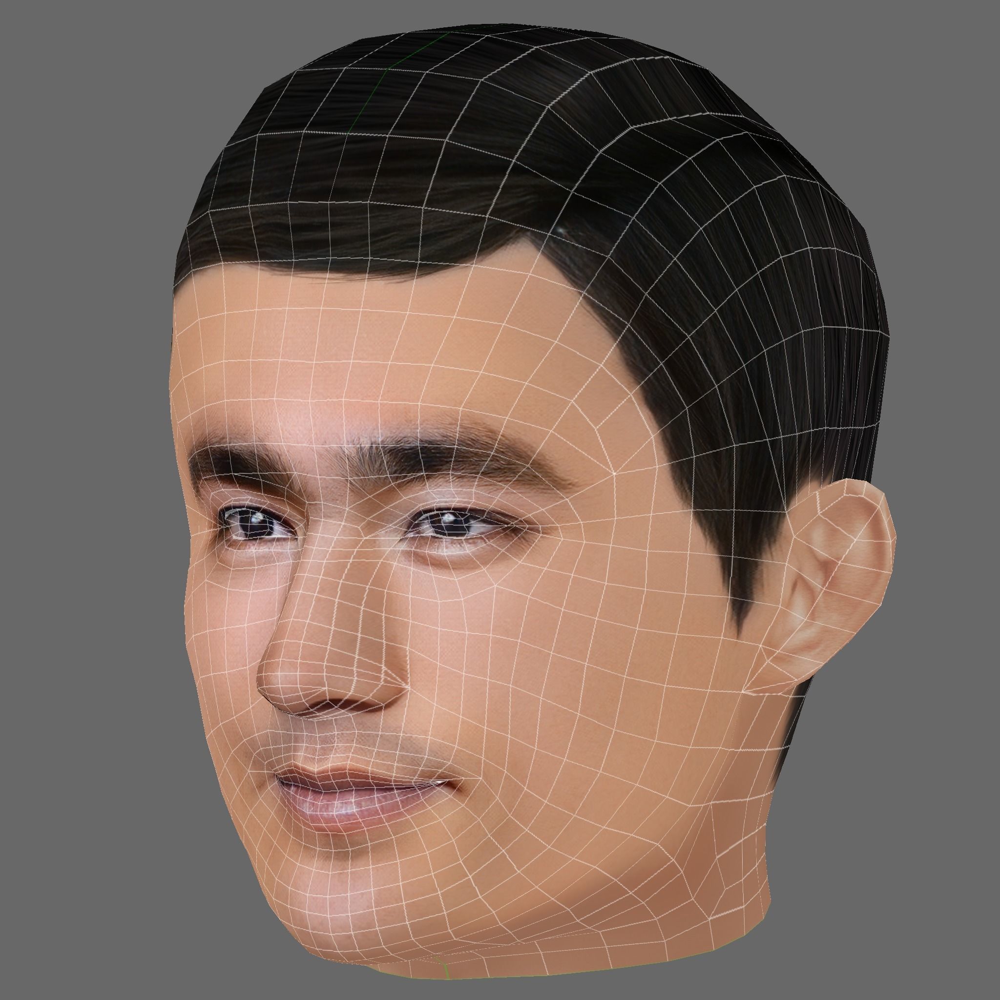 Bruce Lee Head - Low poly head for game Low-poly 3D model_7