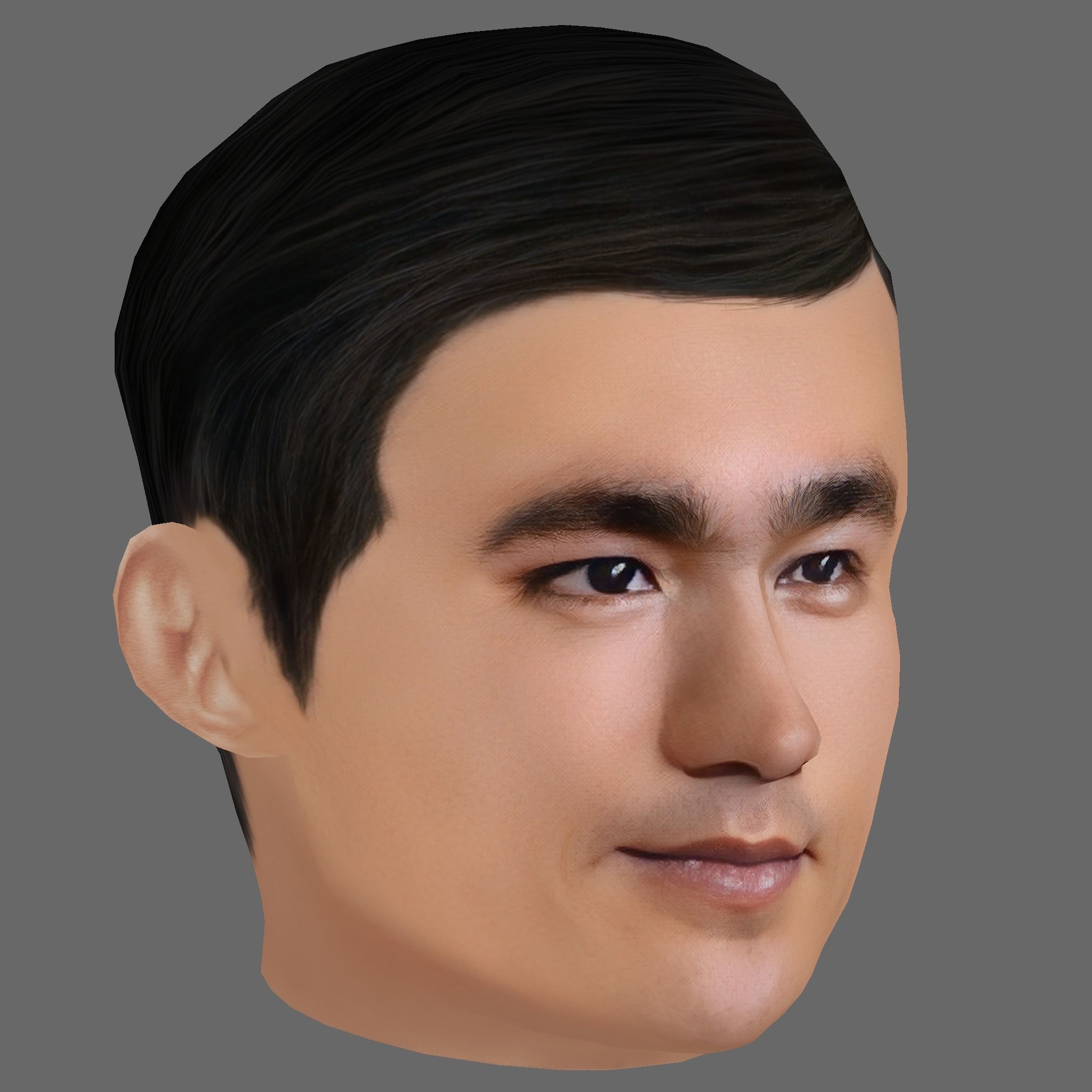 Bruce Lee Head - Low poly head for game Low-poly 3D model_6