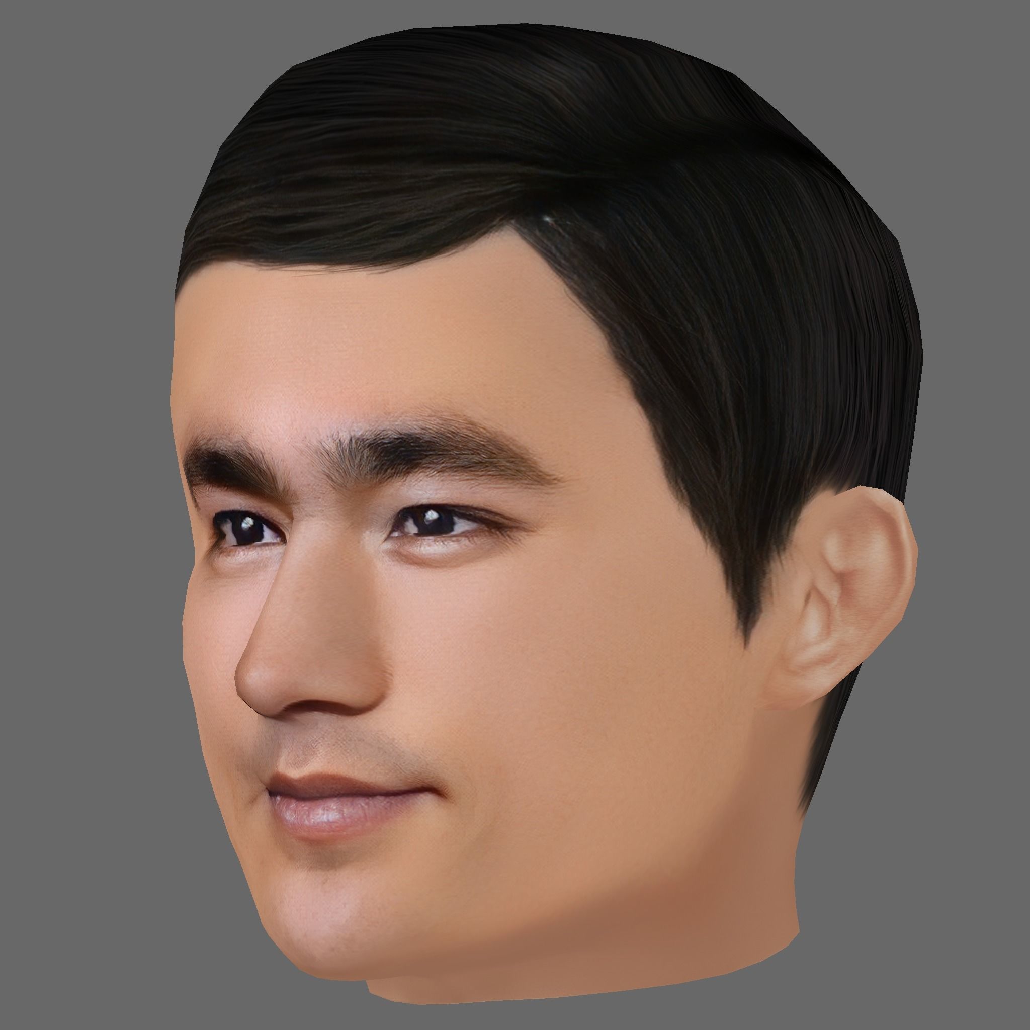 Bruce Lee Head - Low poly head for game Low-poly 3D model_1