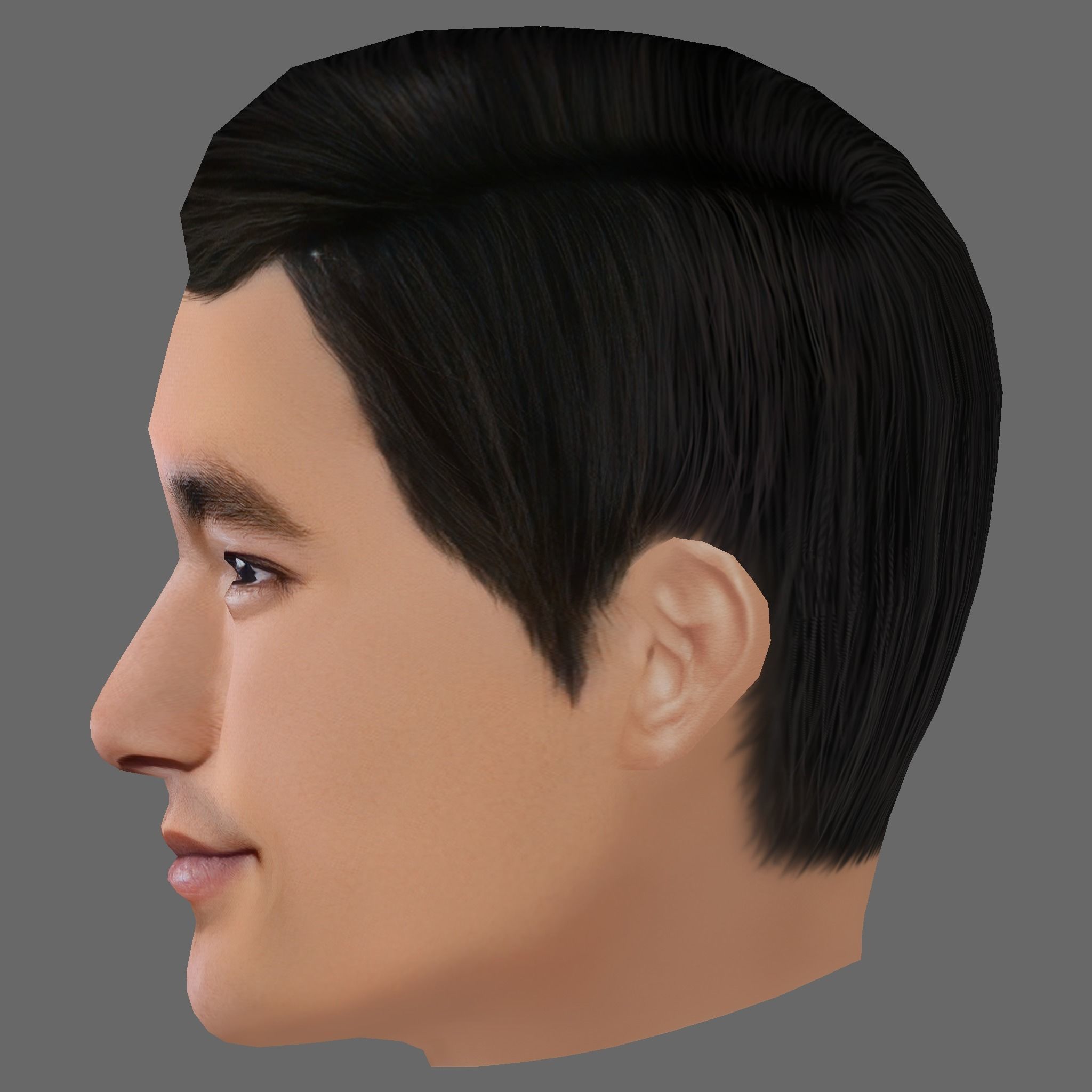 Bruce Lee Head - Low poly head for game Low-poly 3D model_2