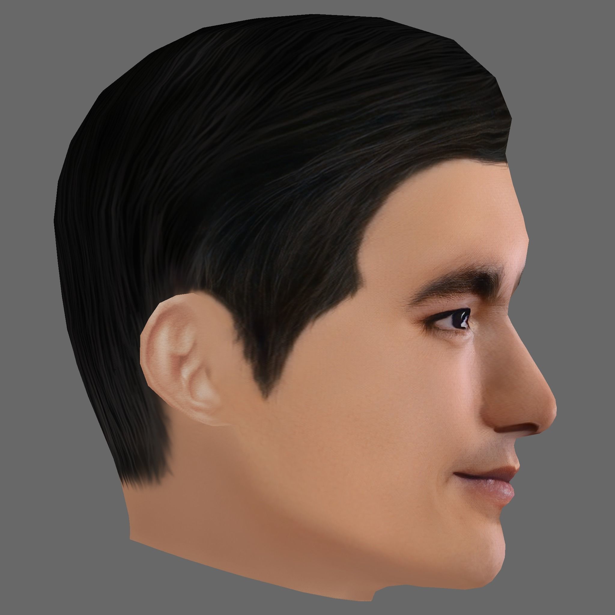 Bruce Lee Head - Low poly head for game Low-poly 3D model_5