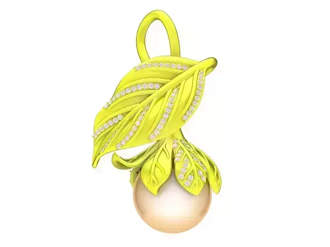 7883 luxury diamond leaf pearl pendant
