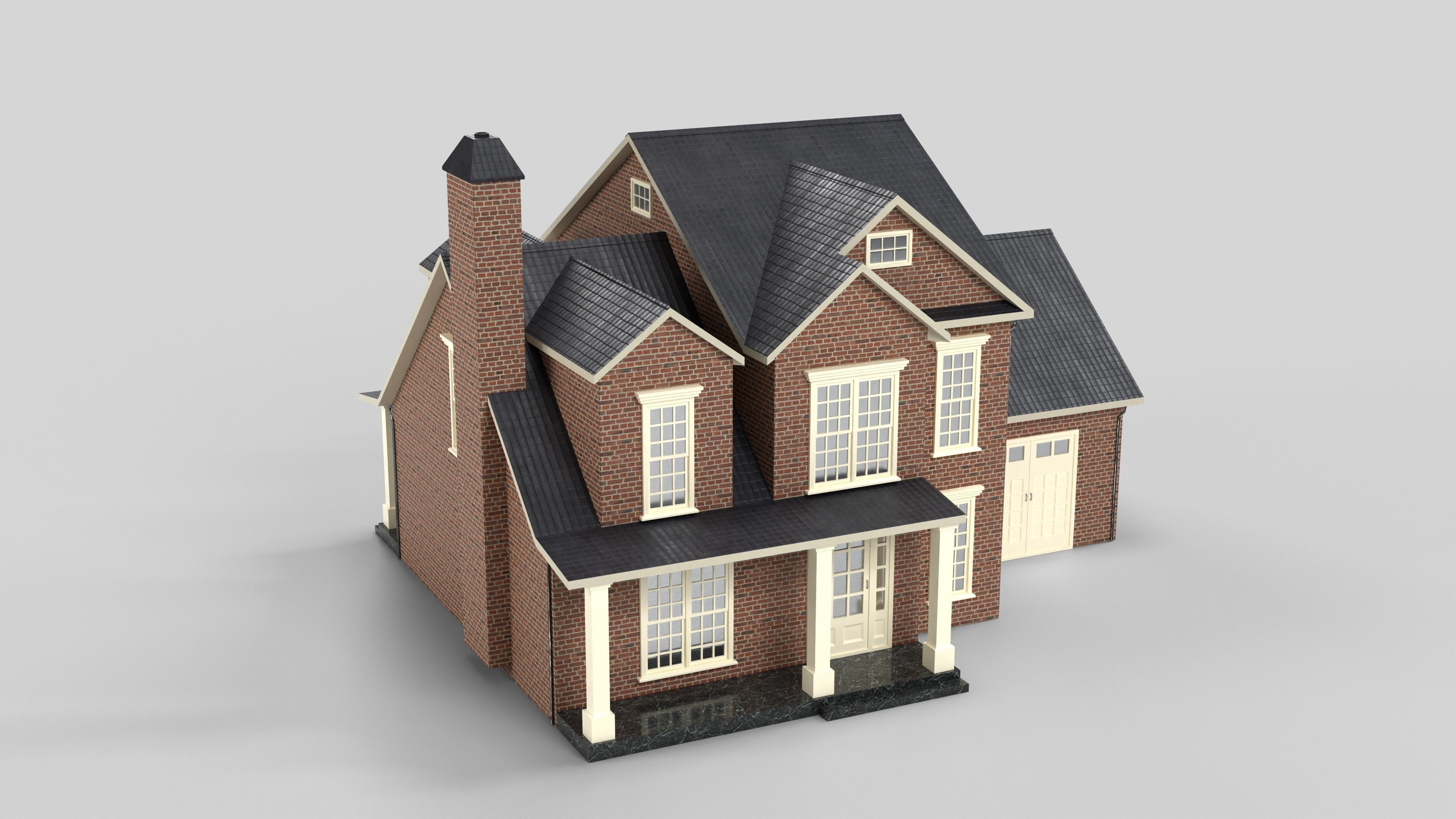 British House Design 14T4 Low-poly 3D model_1