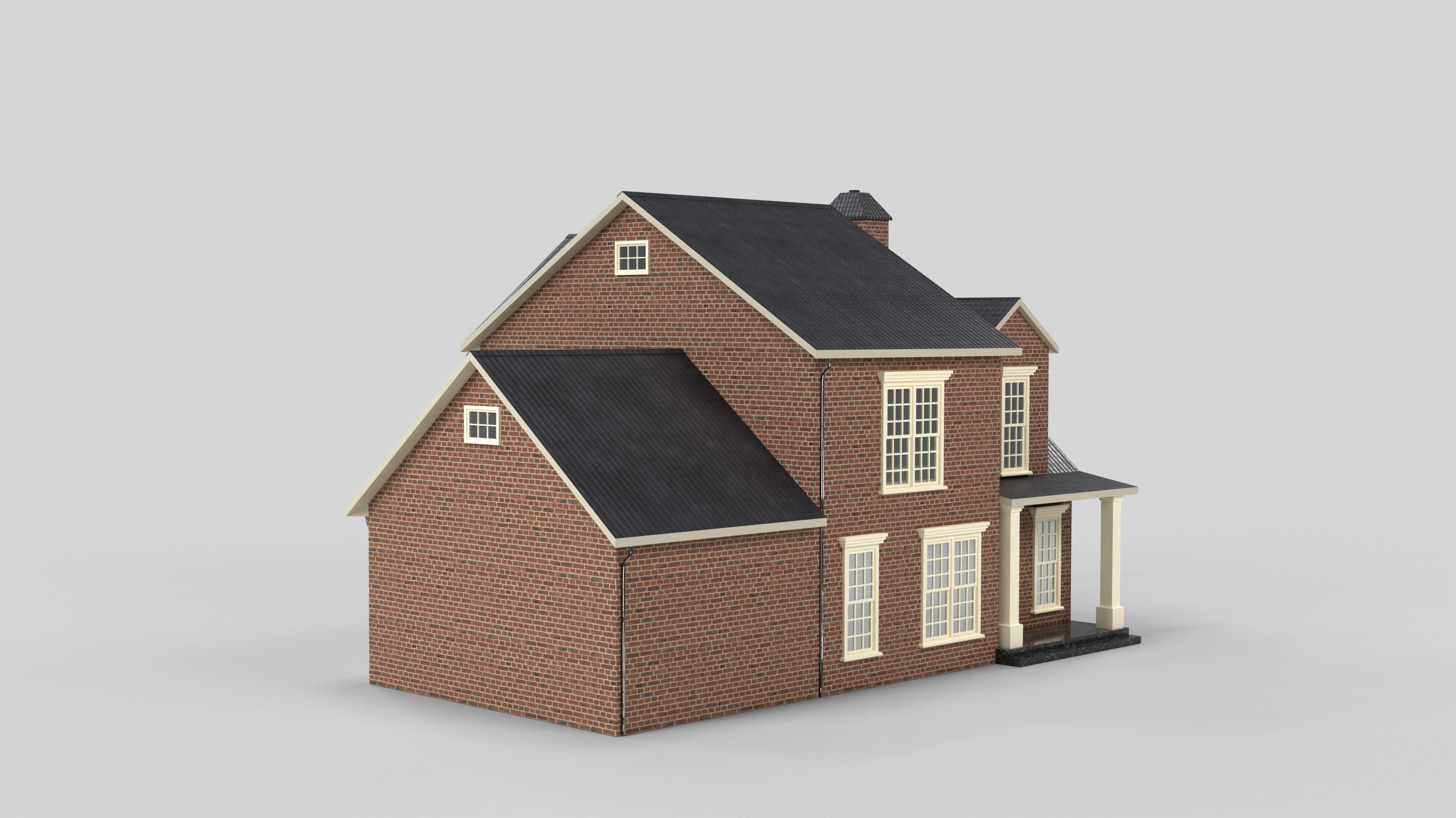 British House Design 14T4 Low-poly 3D model_3