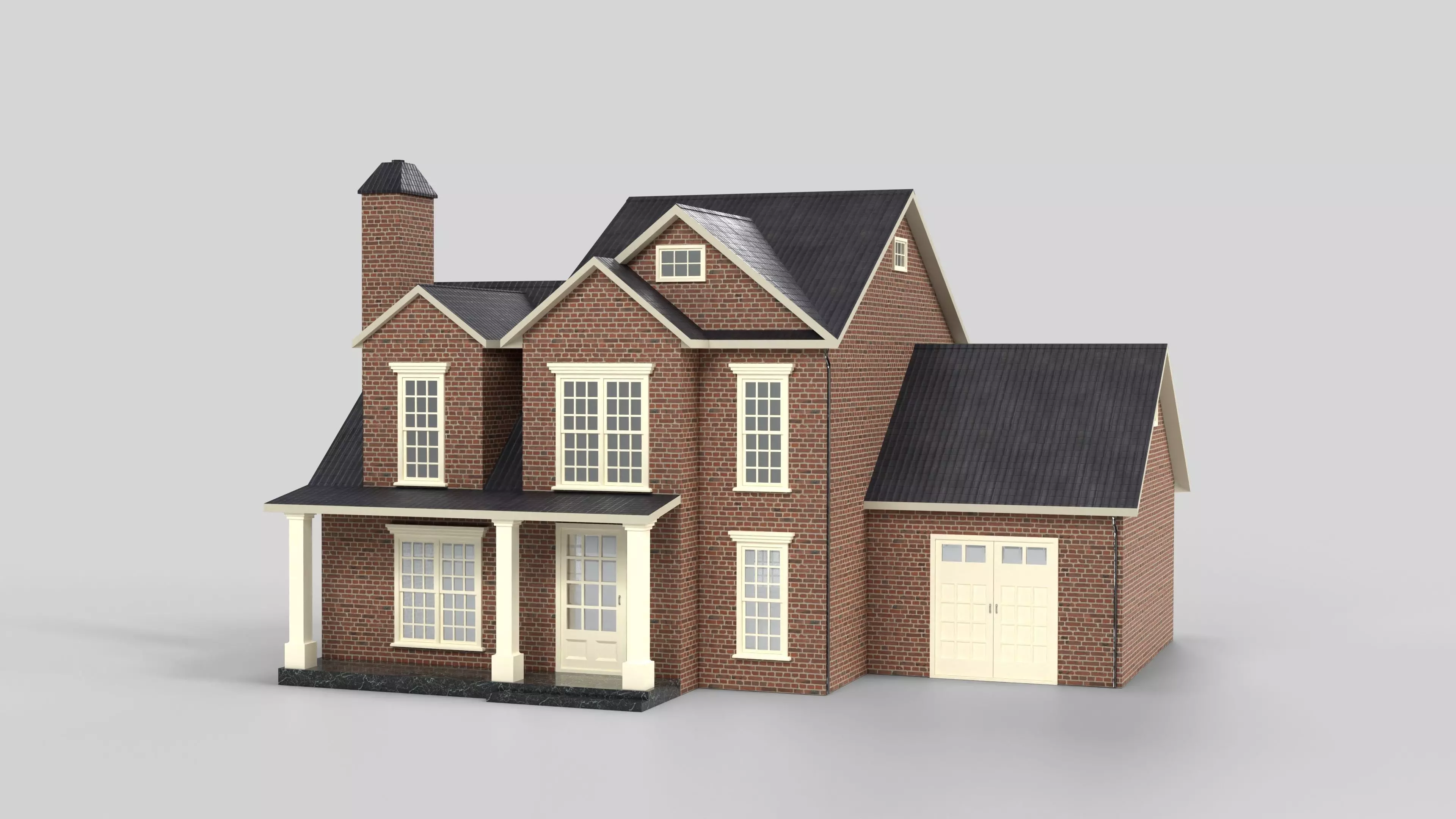 British House Design 14T4 Low-poly 3D model_0