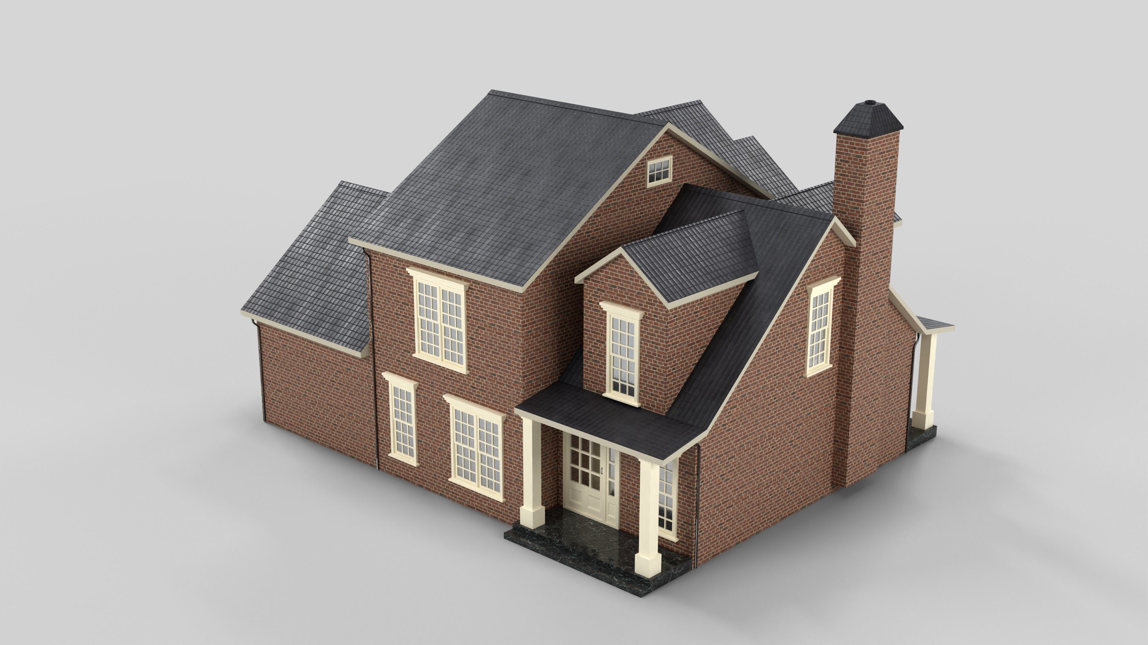 British House Design 14T4 Low-poly 3D model_2