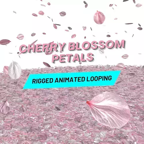 Cherry blossom petals falling looping rigged animated Low-poly 3D model