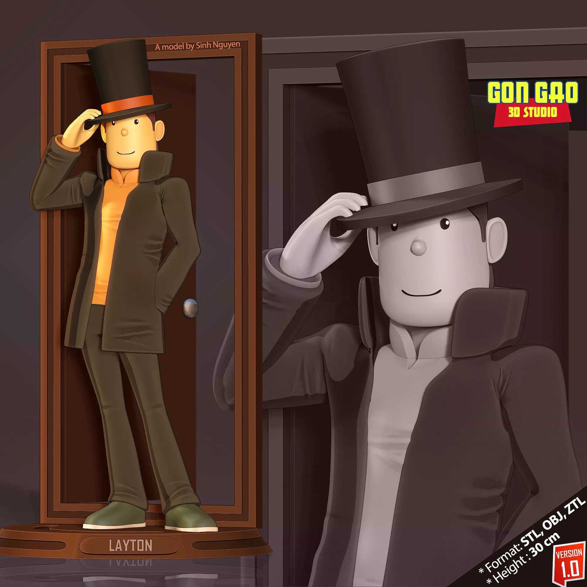 Professor Layton 3D print model_0