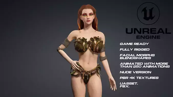 Tribal Girl  full rigged - game ready - animated - nude version