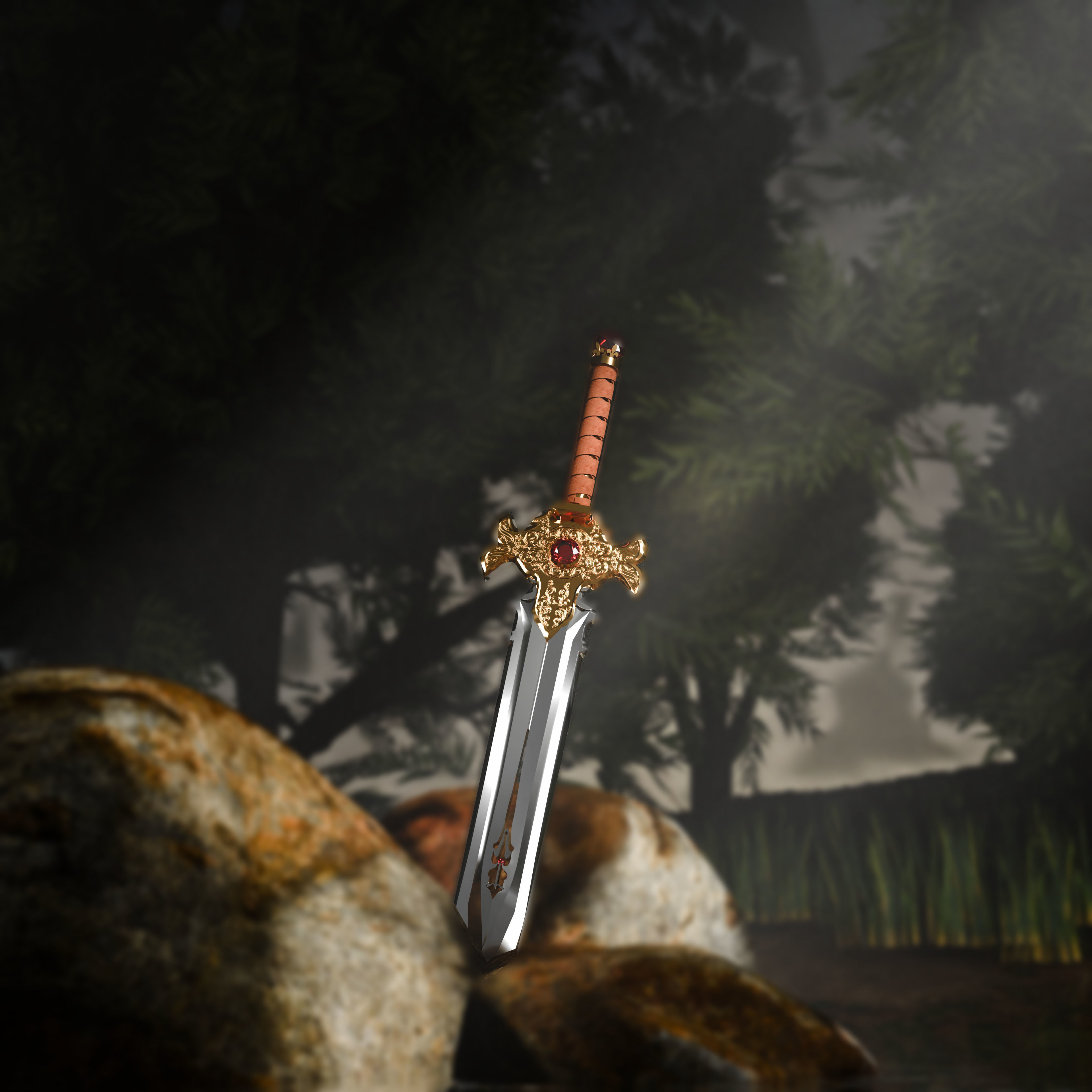 Royal Sword Low-poly 3D model_7