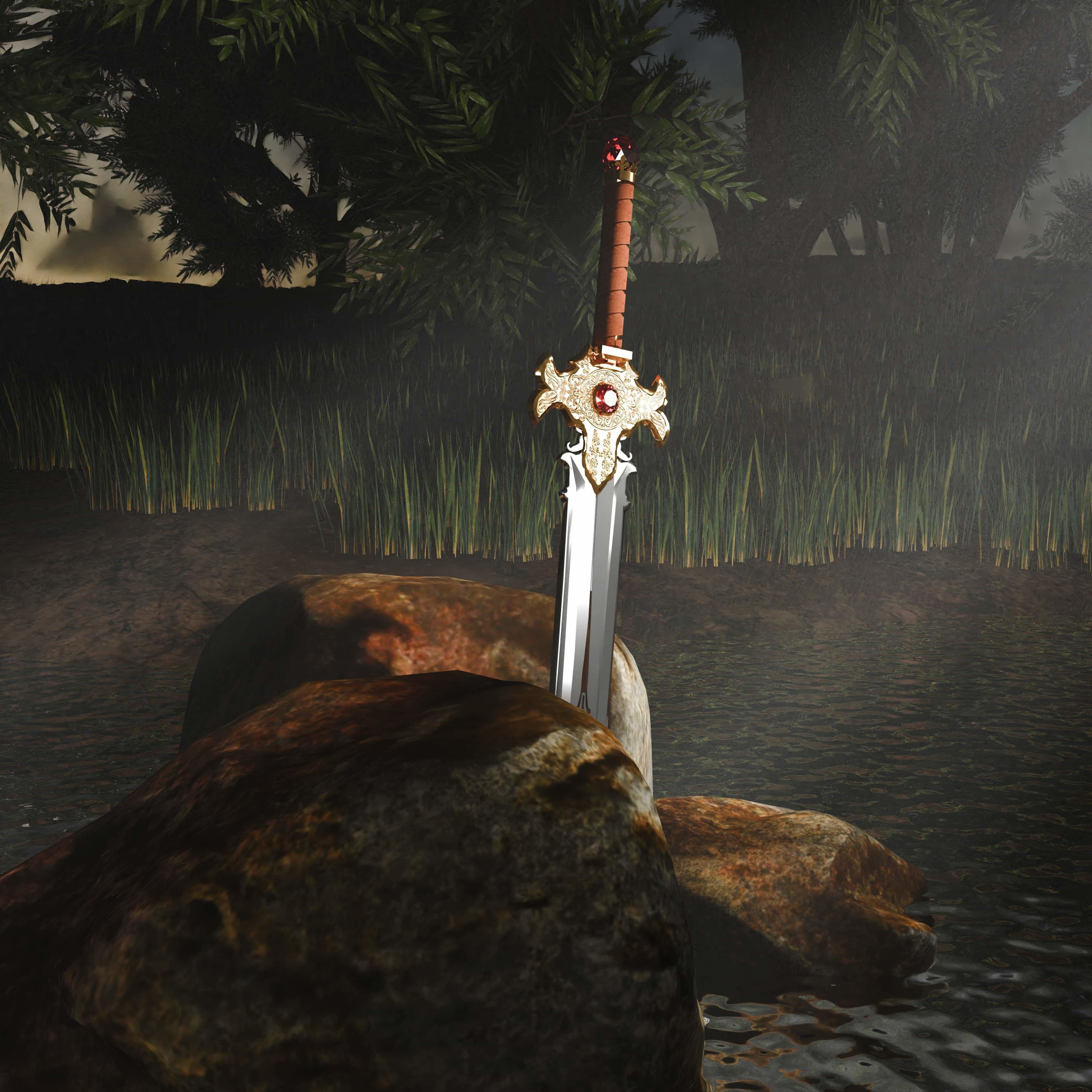 Royal Sword Low-poly 3D model_5