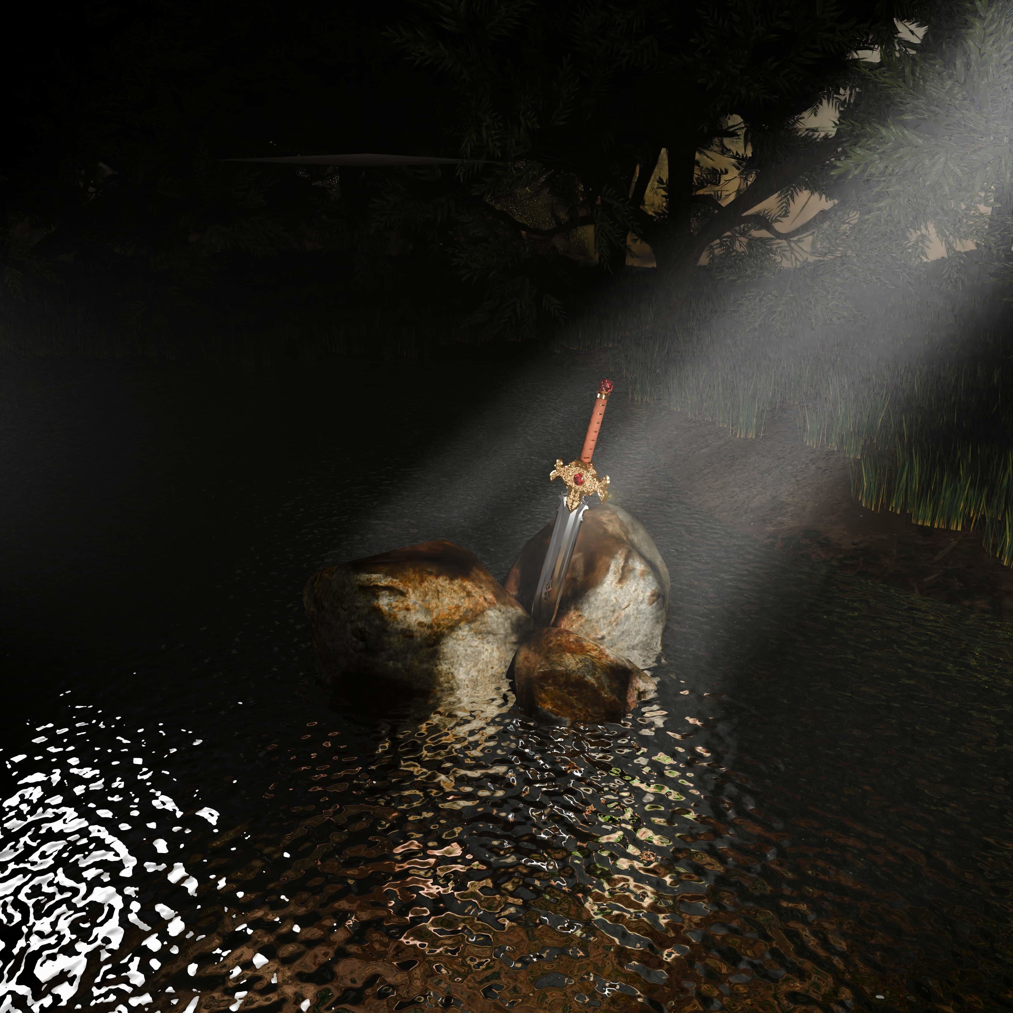 Royal Sword Low-poly 3D model_1