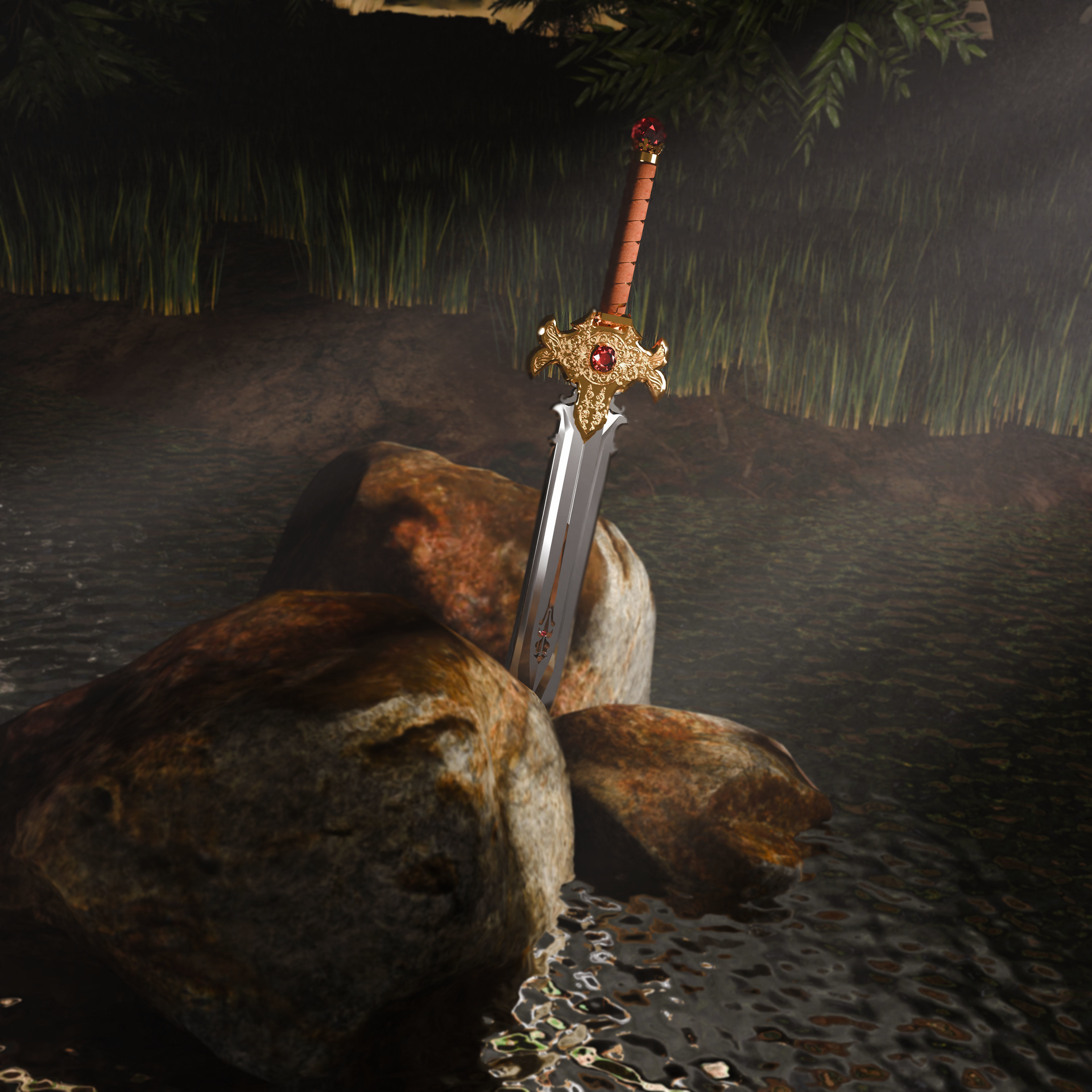 Royal Sword Low-poly 3D model_11