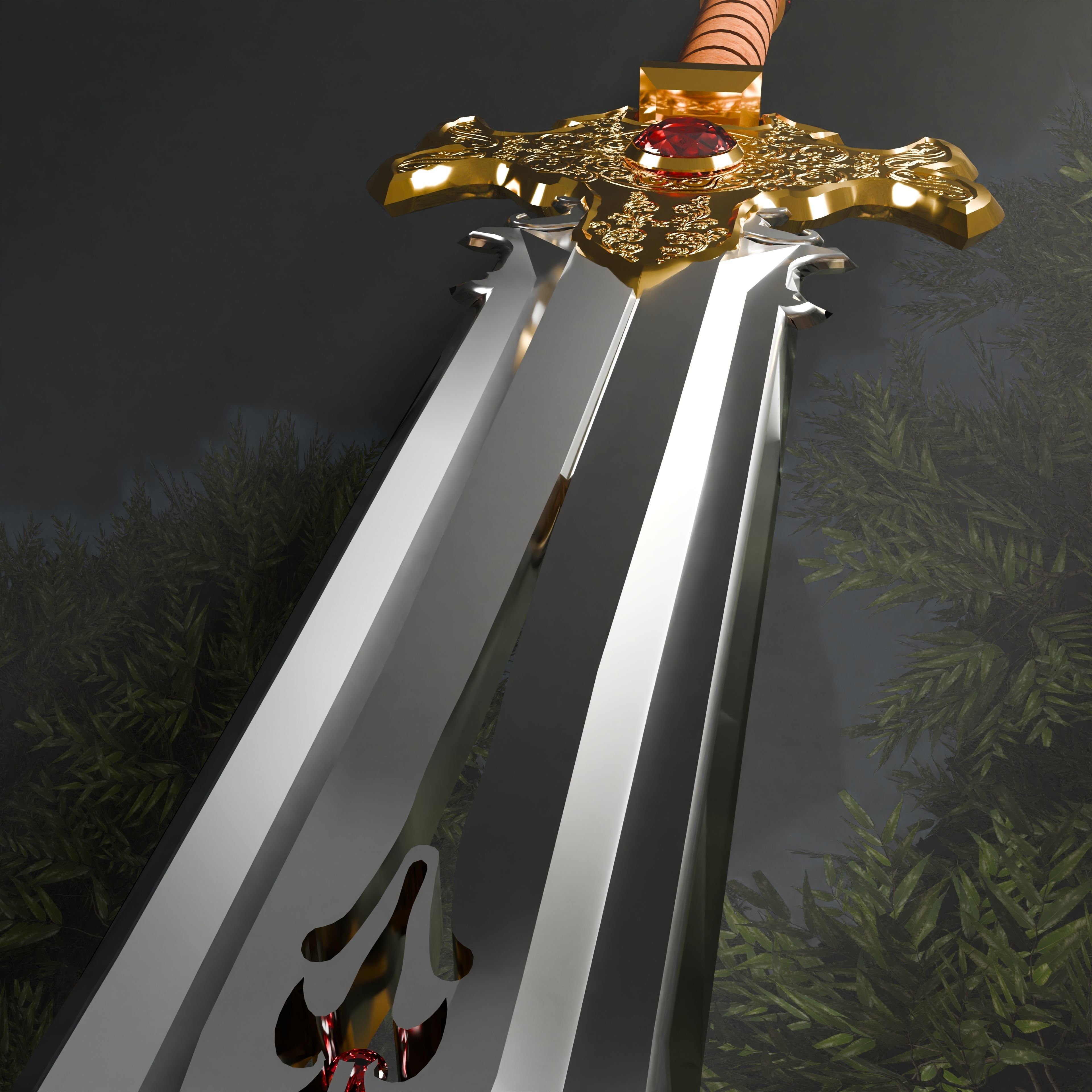 Royal Sword Low-poly 3D model_3