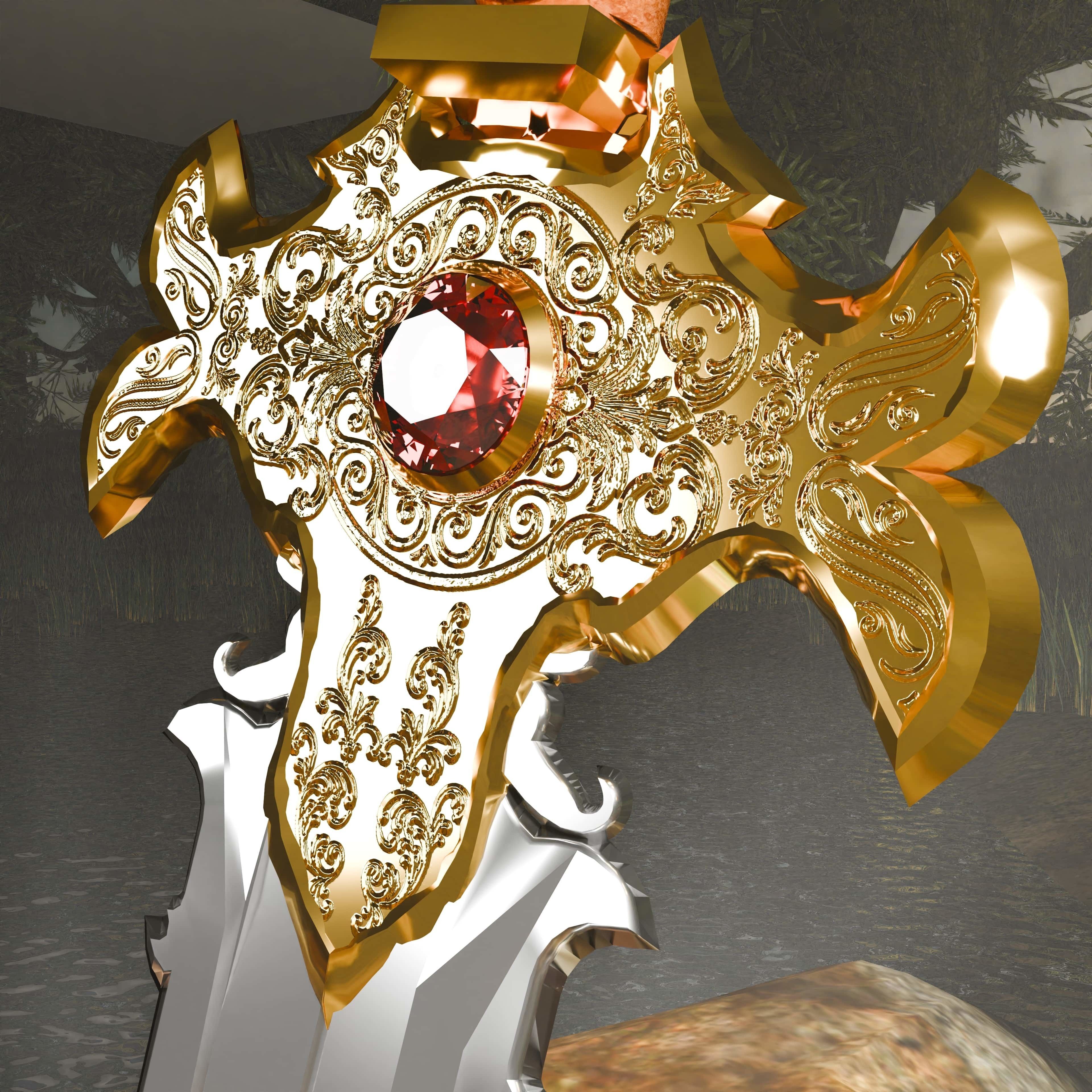 Royal Sword Low-poly 3D model_6