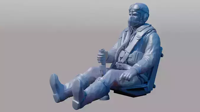WWII Luftwaffe FW-190 Pilot 3D print model