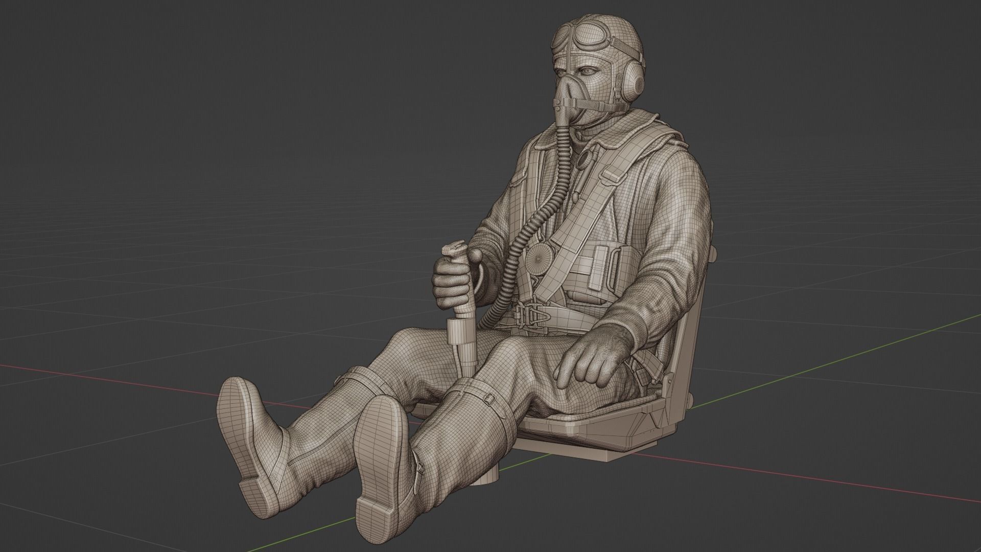 WWII Luftwaffe FW-190 Pilot 3D print model_4