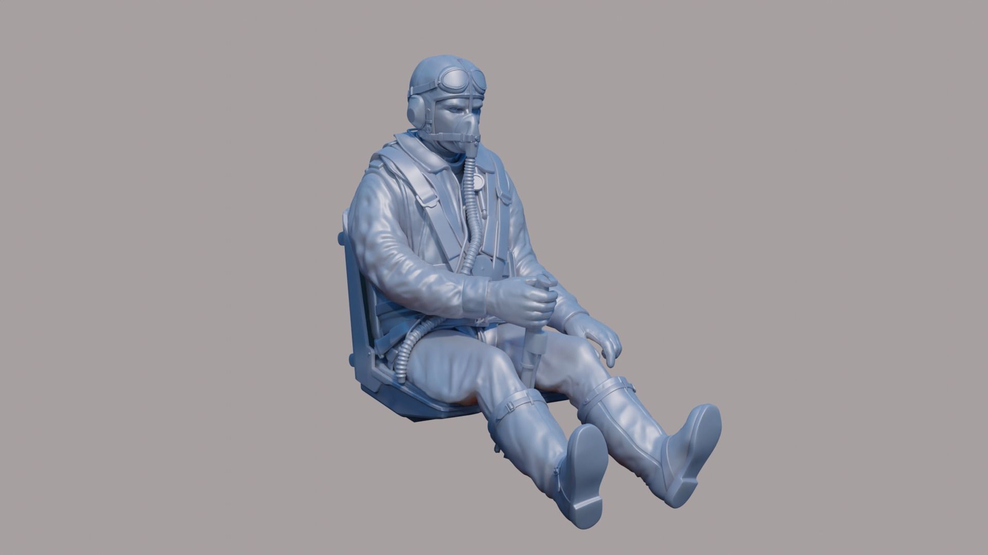 WWII Luftwaffe FW-190 Pilot 3D print model_3