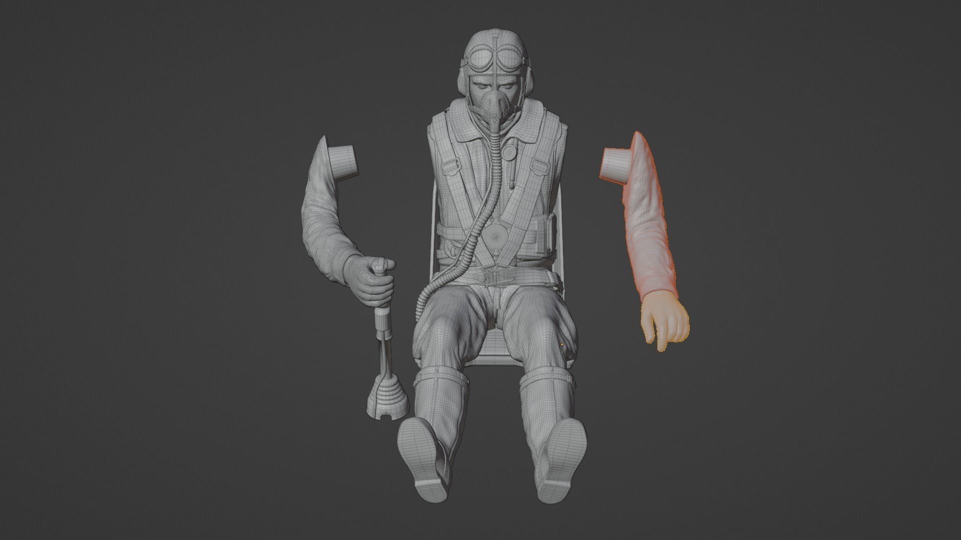 WWII Luftwaffe FW-190 Pilot 3D print model_14