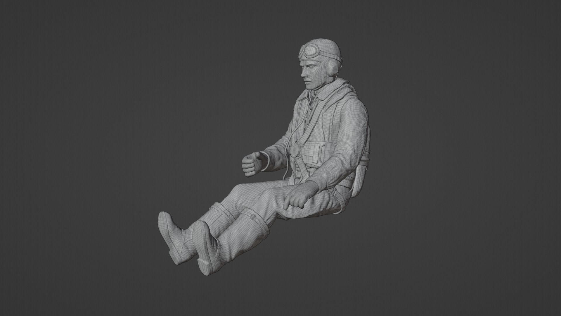 WWII Luftwaffe FW-190 Pilot 3D print model_13