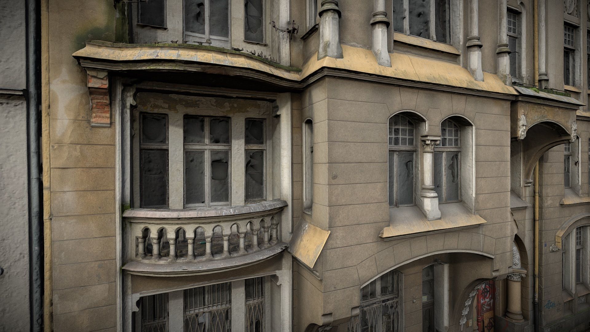 Facade of an Art Nouveau tenement house 01 3D model_3
