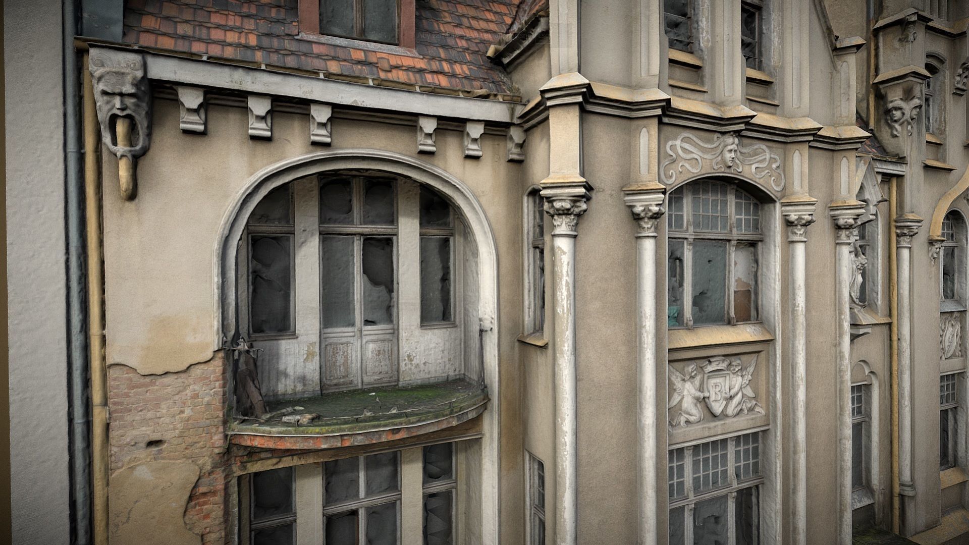 Facade of an Art Nouveau tenement house 01 3D model_5