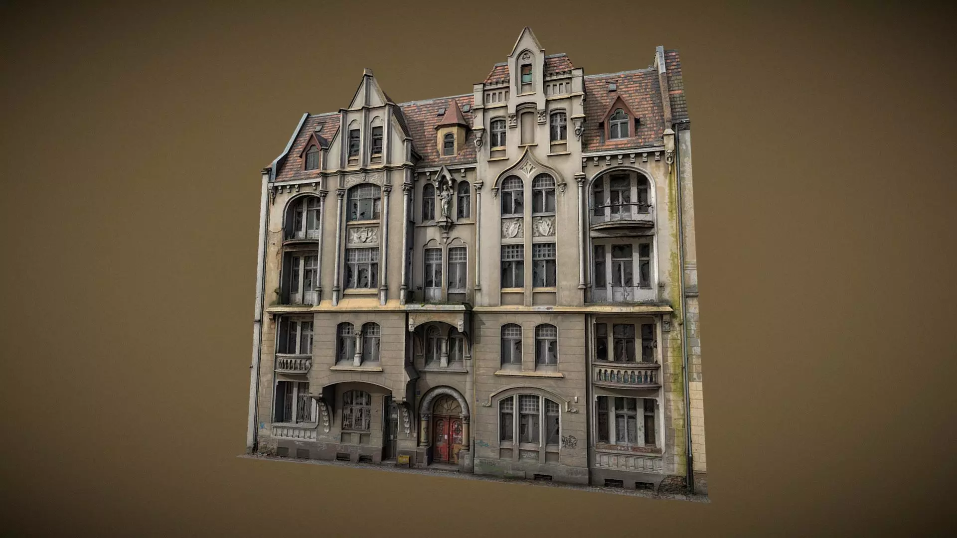 Facade of an Art Nouveau tenement house 01 3D model_0
