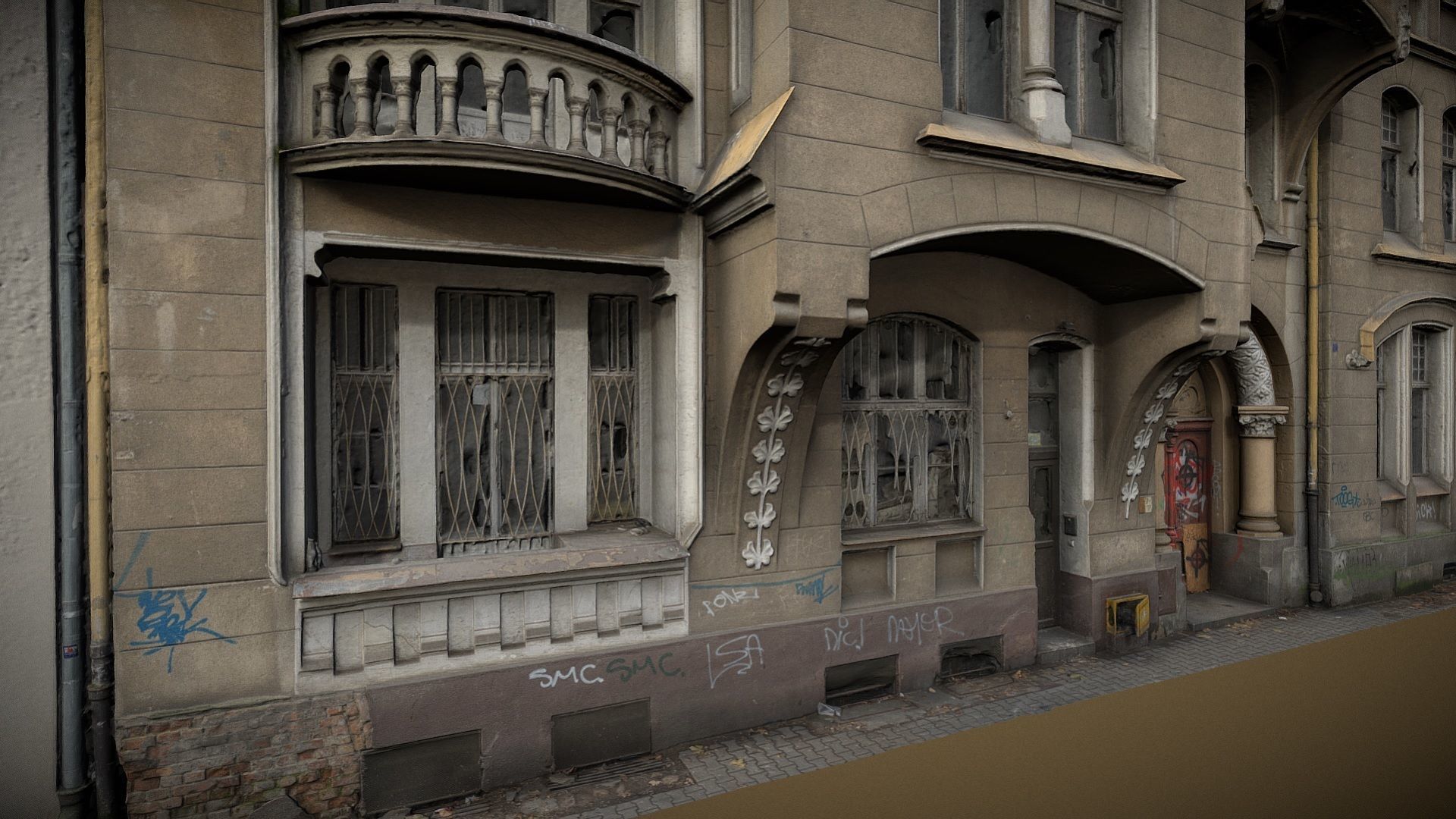 Facade of an Art Nouveau tenement house 01 3D model_2