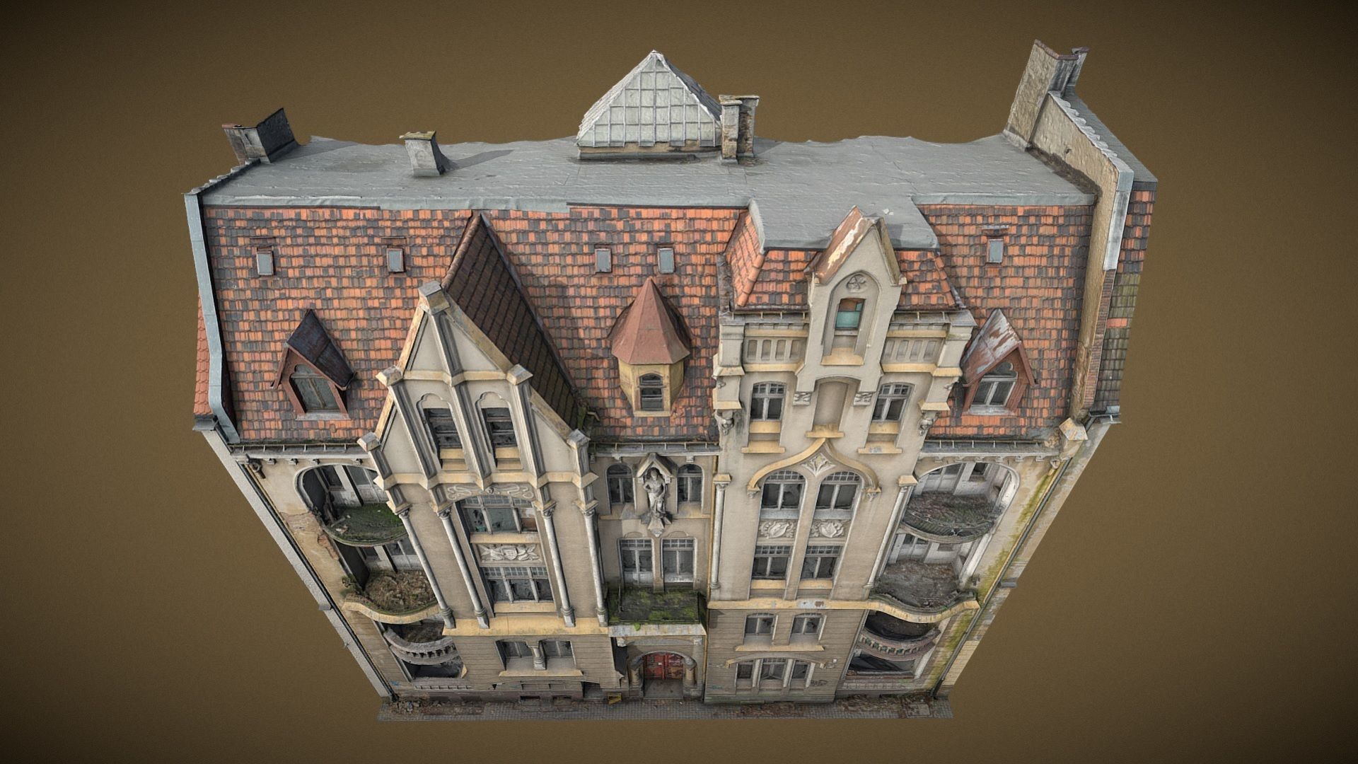 Facade of an Art Nouveau tenement house 01 3D model_11