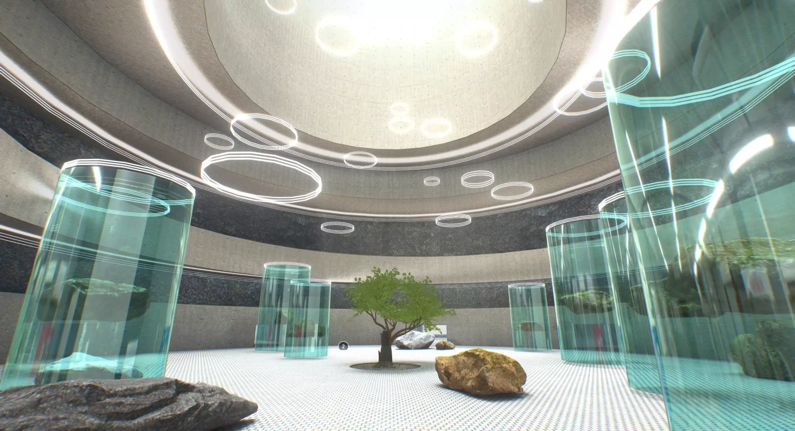 G0009 Virtual-Reality Art Gallery Circles 3D model_0