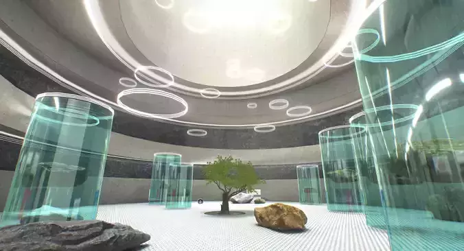 G0009 Virtual-Reality Art Gallery Circles 3D model