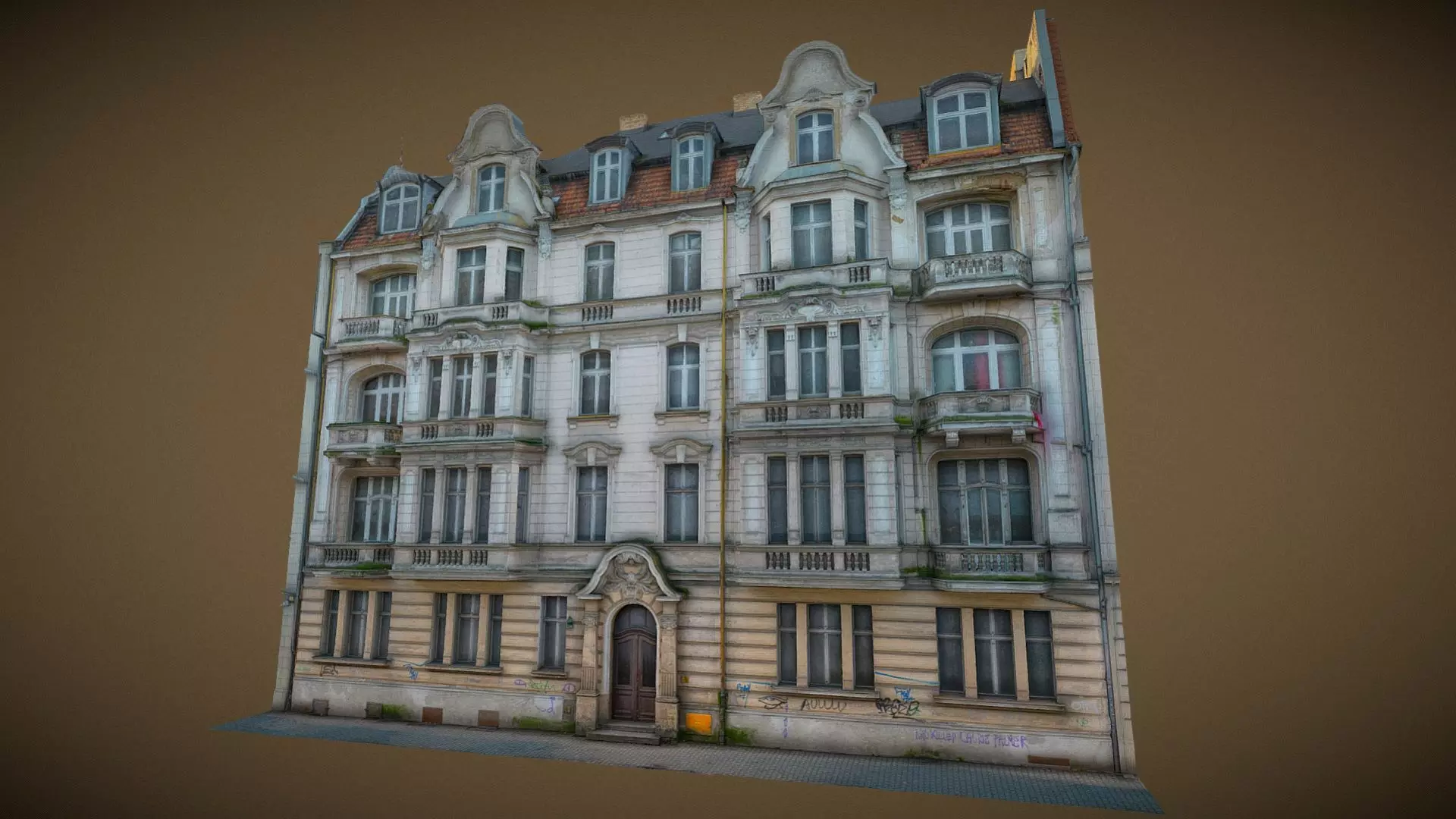 Facade of an Art Nouveau tenement house 02 3D model_0