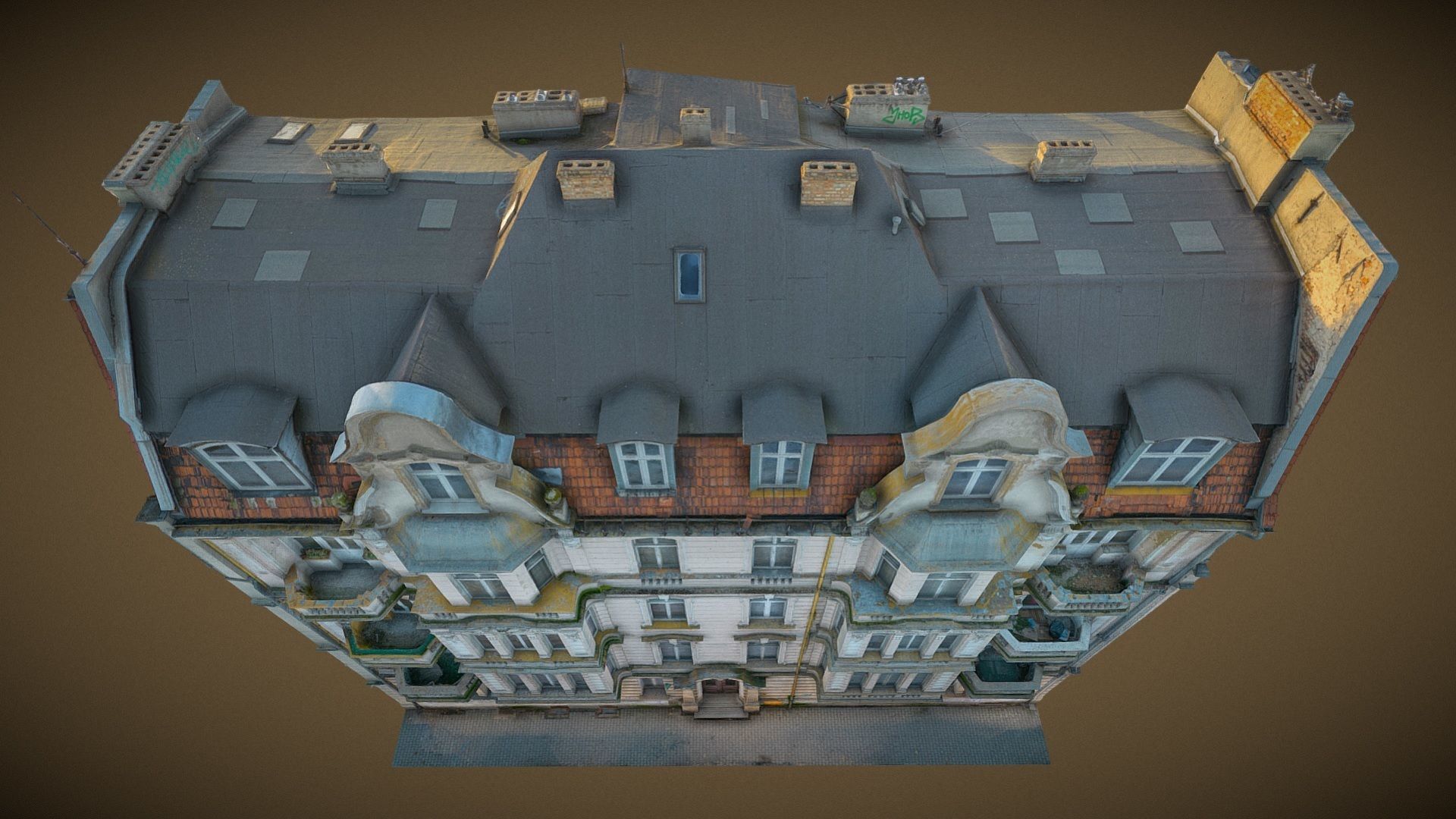 Facade of an Art Nouveau tenement house 02 3D model_12