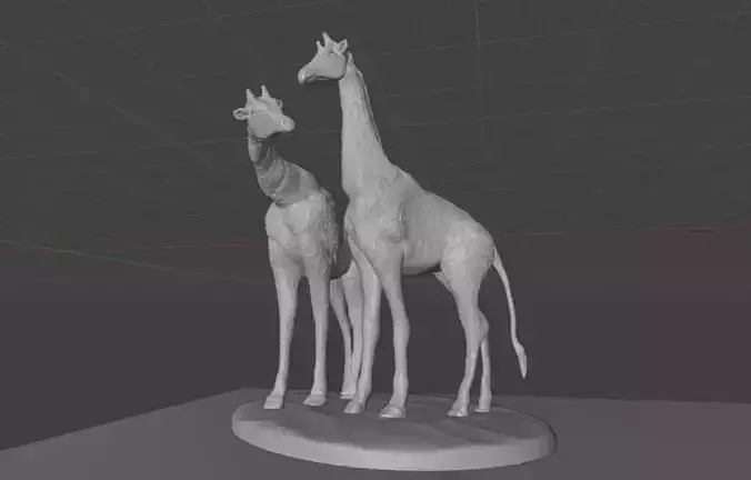 GIRAFFE TWINS SCULPTURE STL 3D PRINT FILE