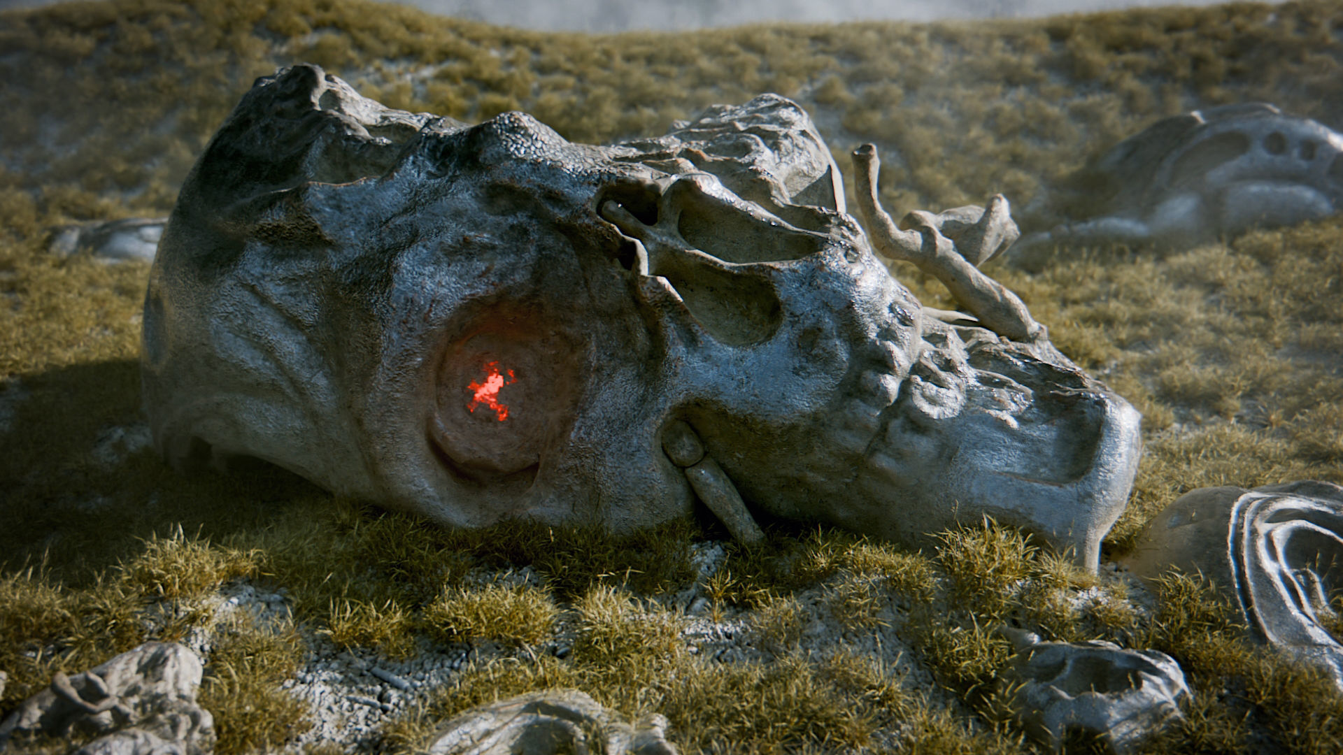 Robot Head Buried Scene Low-poly 3D model_1