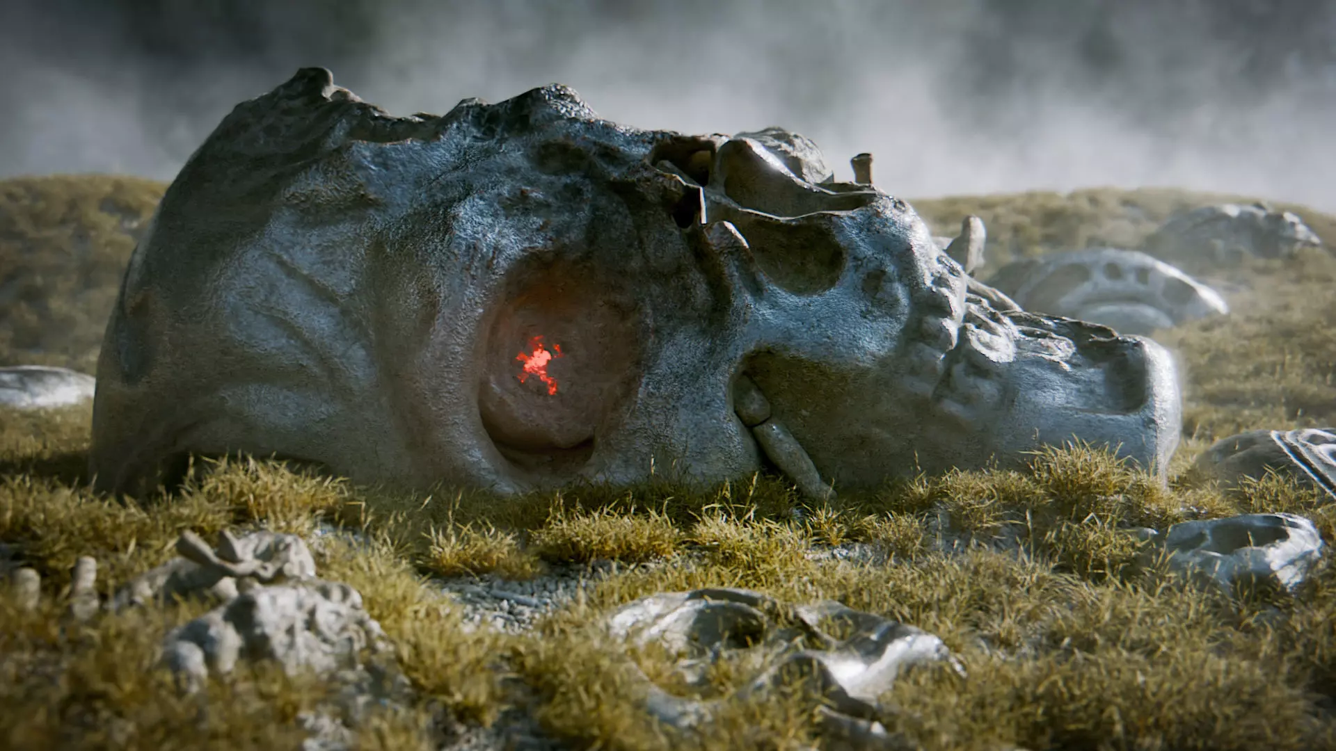 Robot Head Buried Scene Low-poly 3D model_0