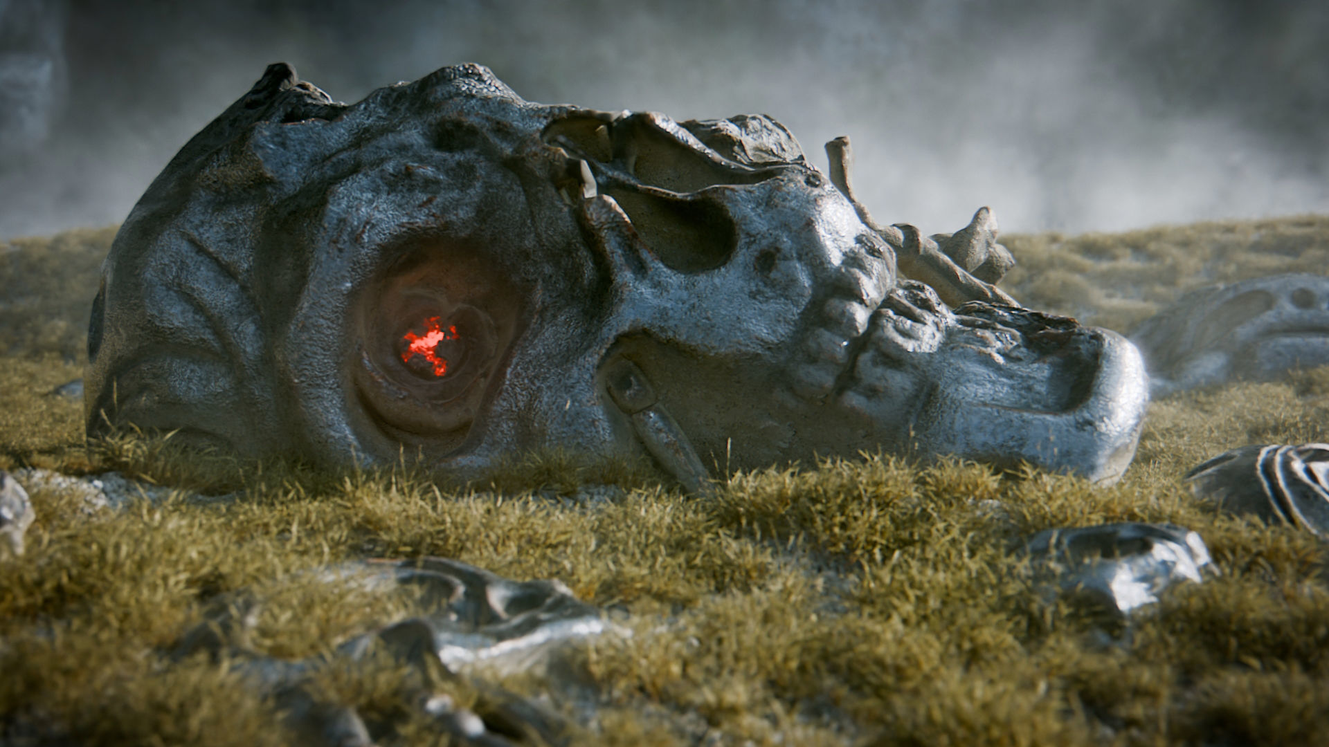 Robot Head Buried Scene Low-poly 3D model_2